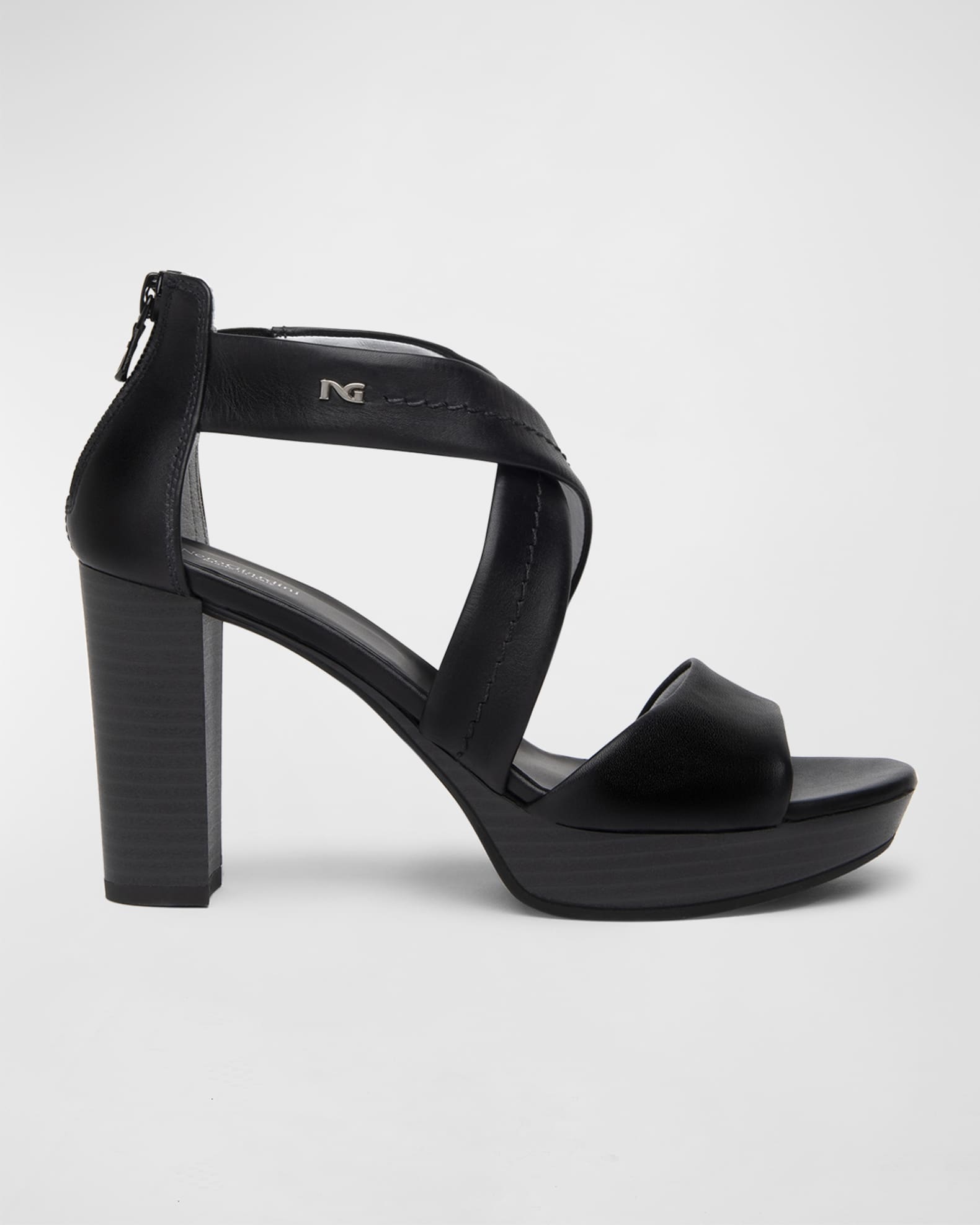 NeroGiardini Leather Crisscross Zip Sandals Neiman Marcus