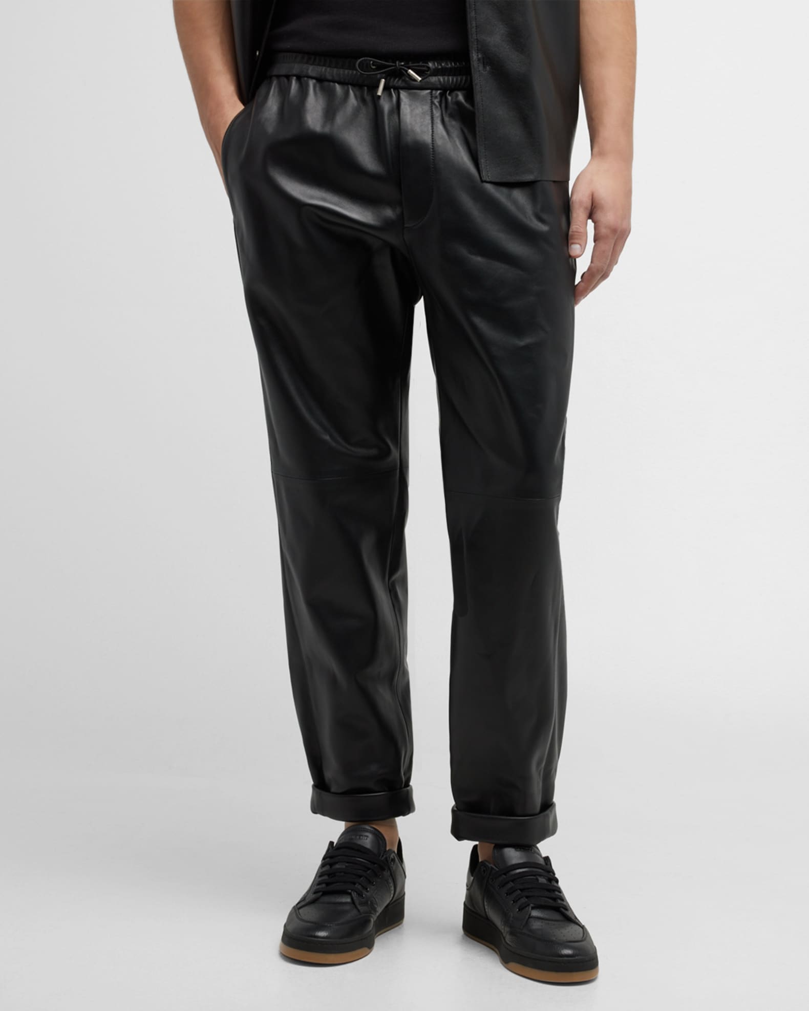 Saint Laurent Men's Leather Jogger Pants | Neiman Marcus