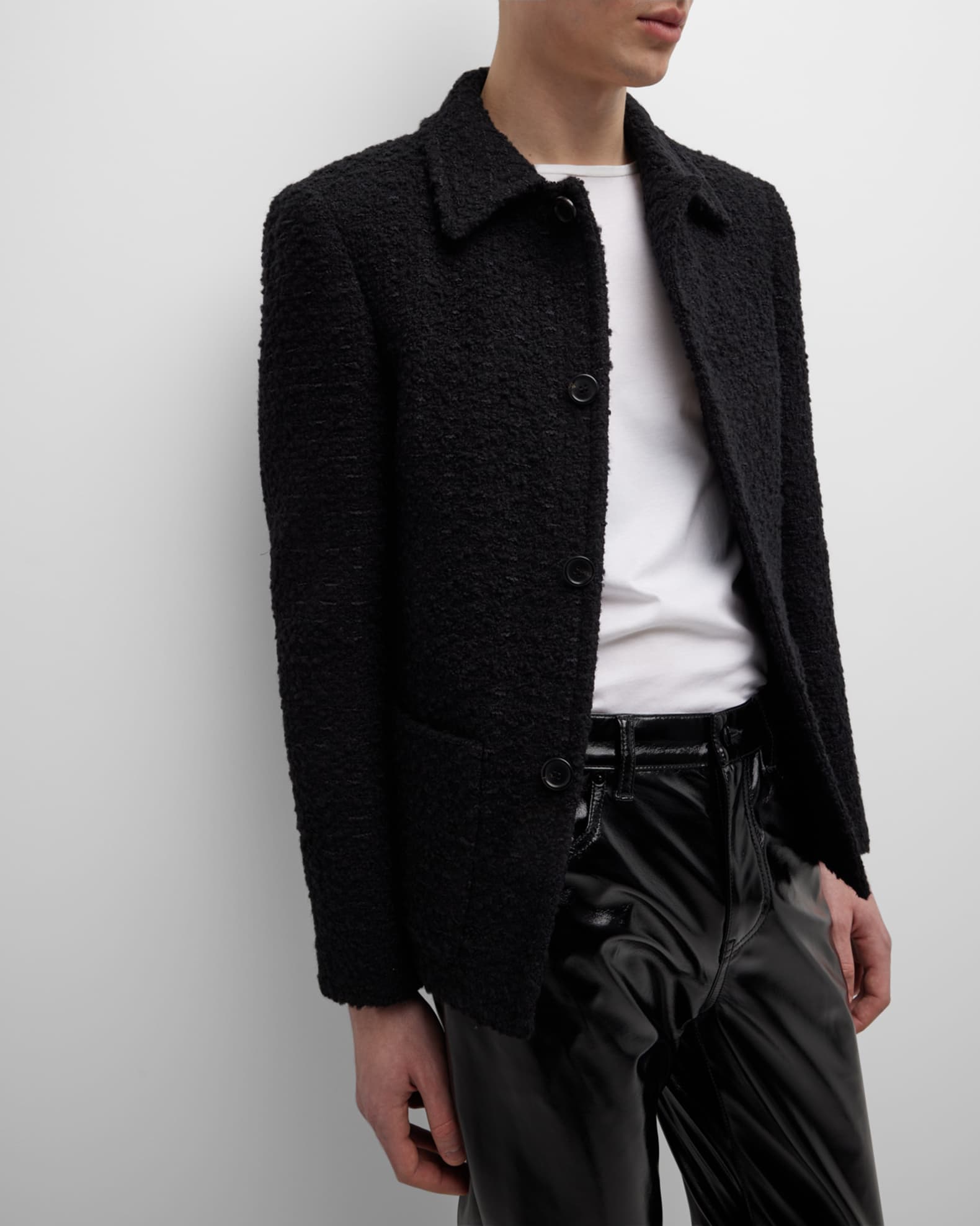Saint Laurent Men's Solid Tweed Jacket | Neiman Marcus