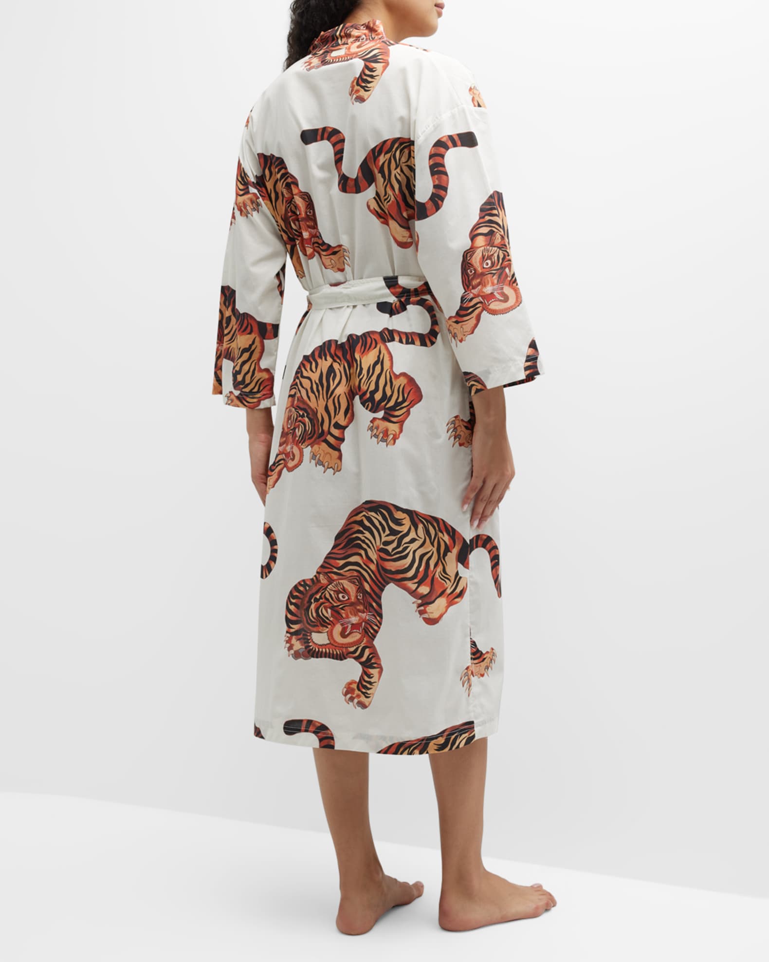 Desmond & Dempsey 3/4Sleeve Rayas TigerPrint Robe Neiman Marcus