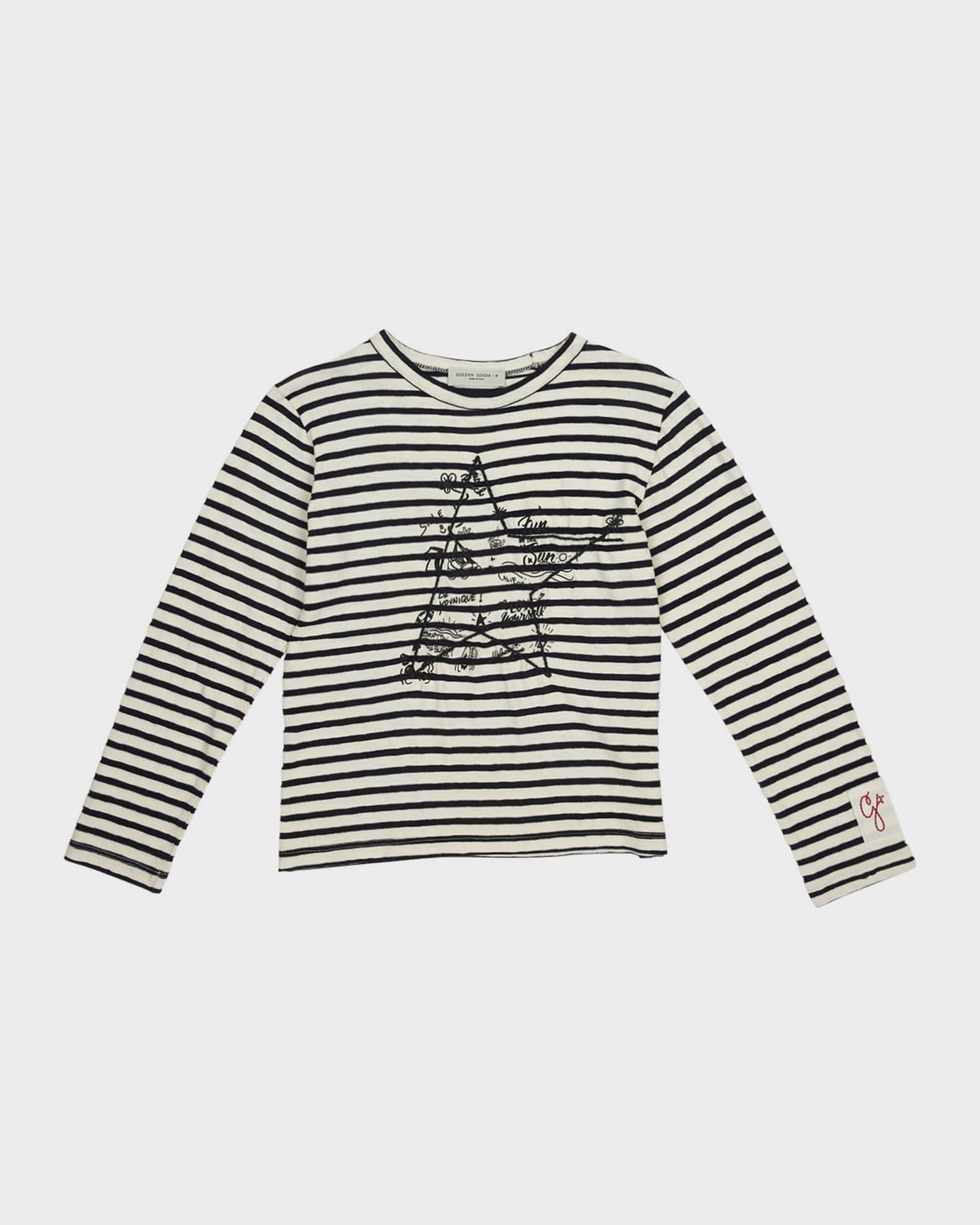 Golden Goose Boy's Striped Doodled T-Shirt, Size 12