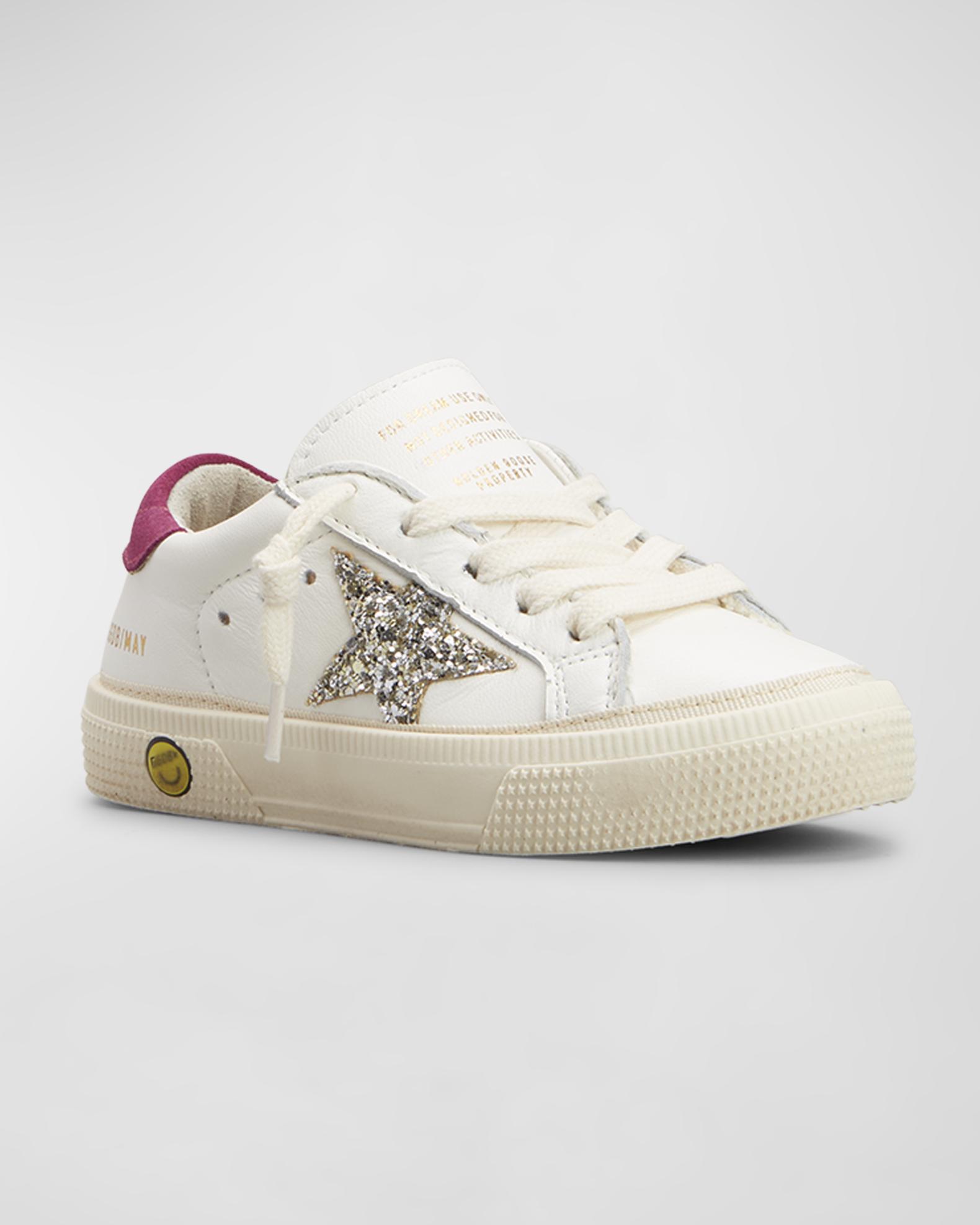 Golden Goose Girls Suede and Leather Star Embroidered May Trainers in Blue