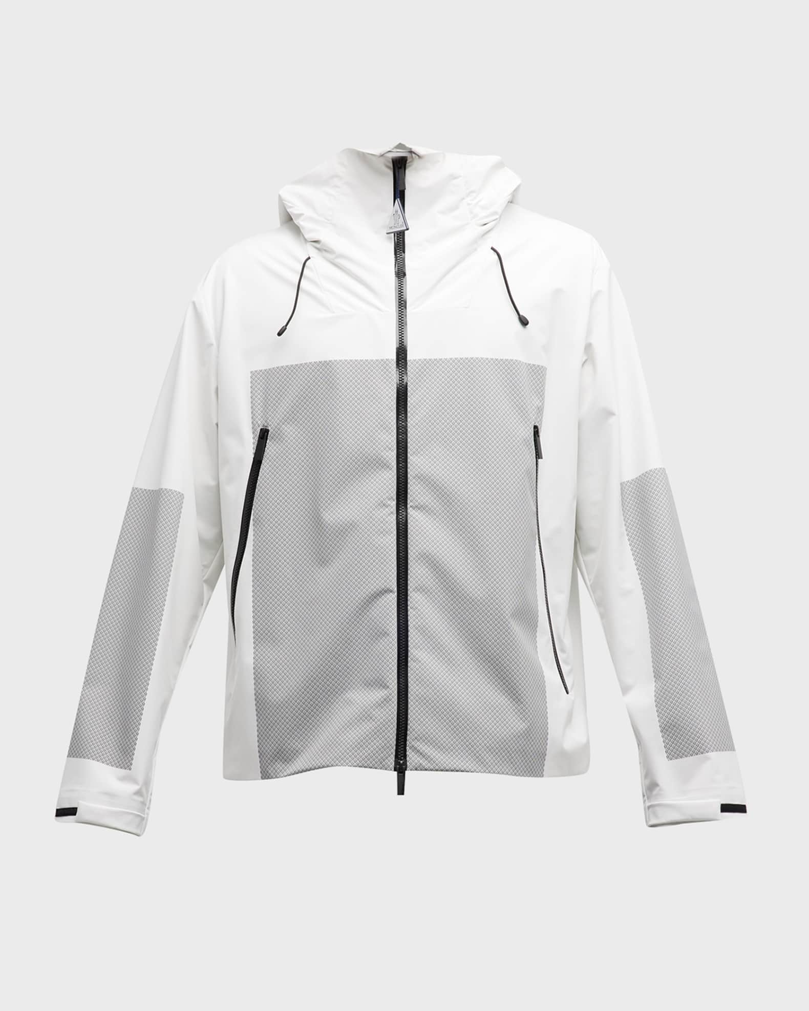 Moncler Basic 'oise' Monogram Nylon Windbraker Jacket In White