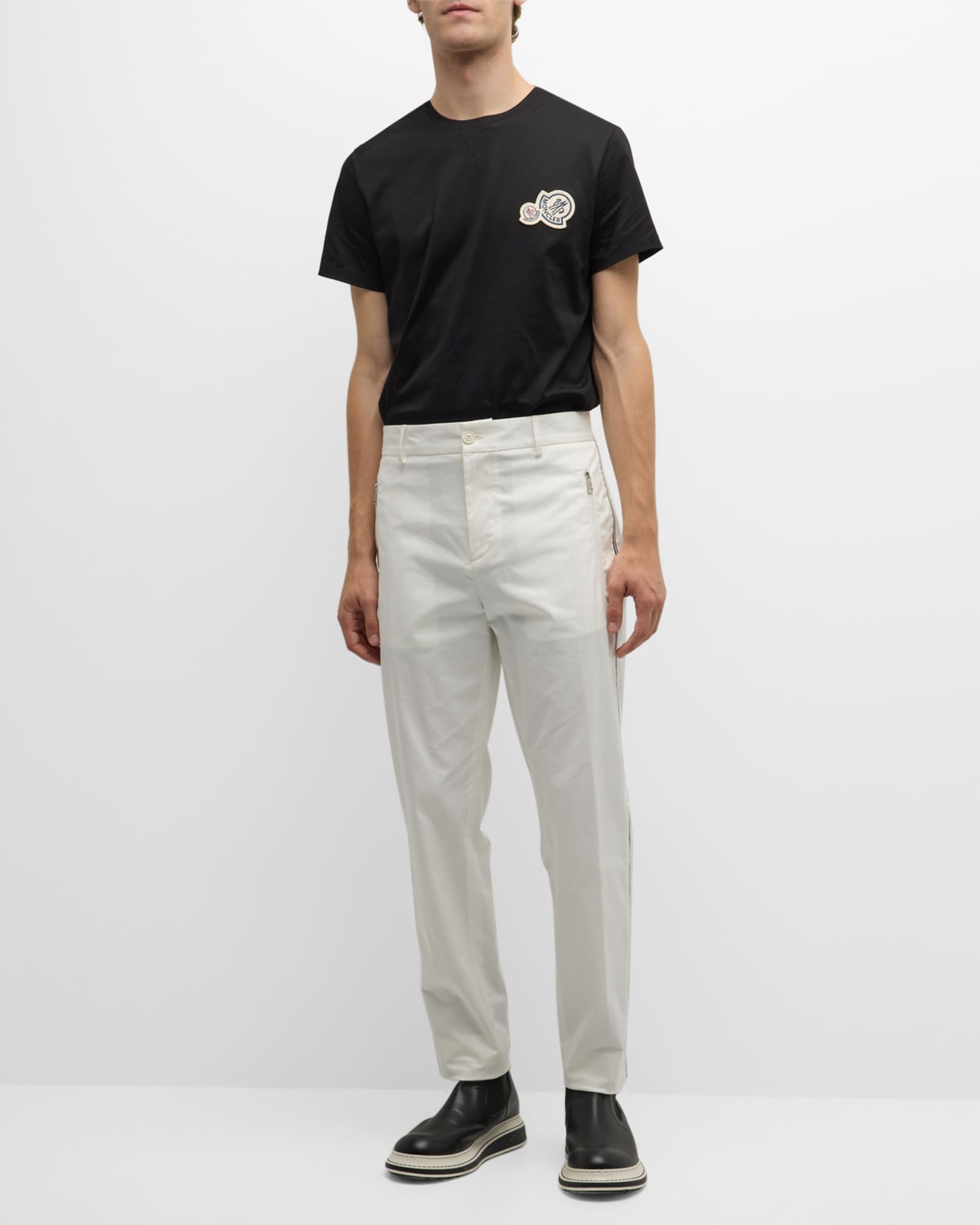 Moncler Men's Double Logo-Patch T-Shirt | Neiman Marcus