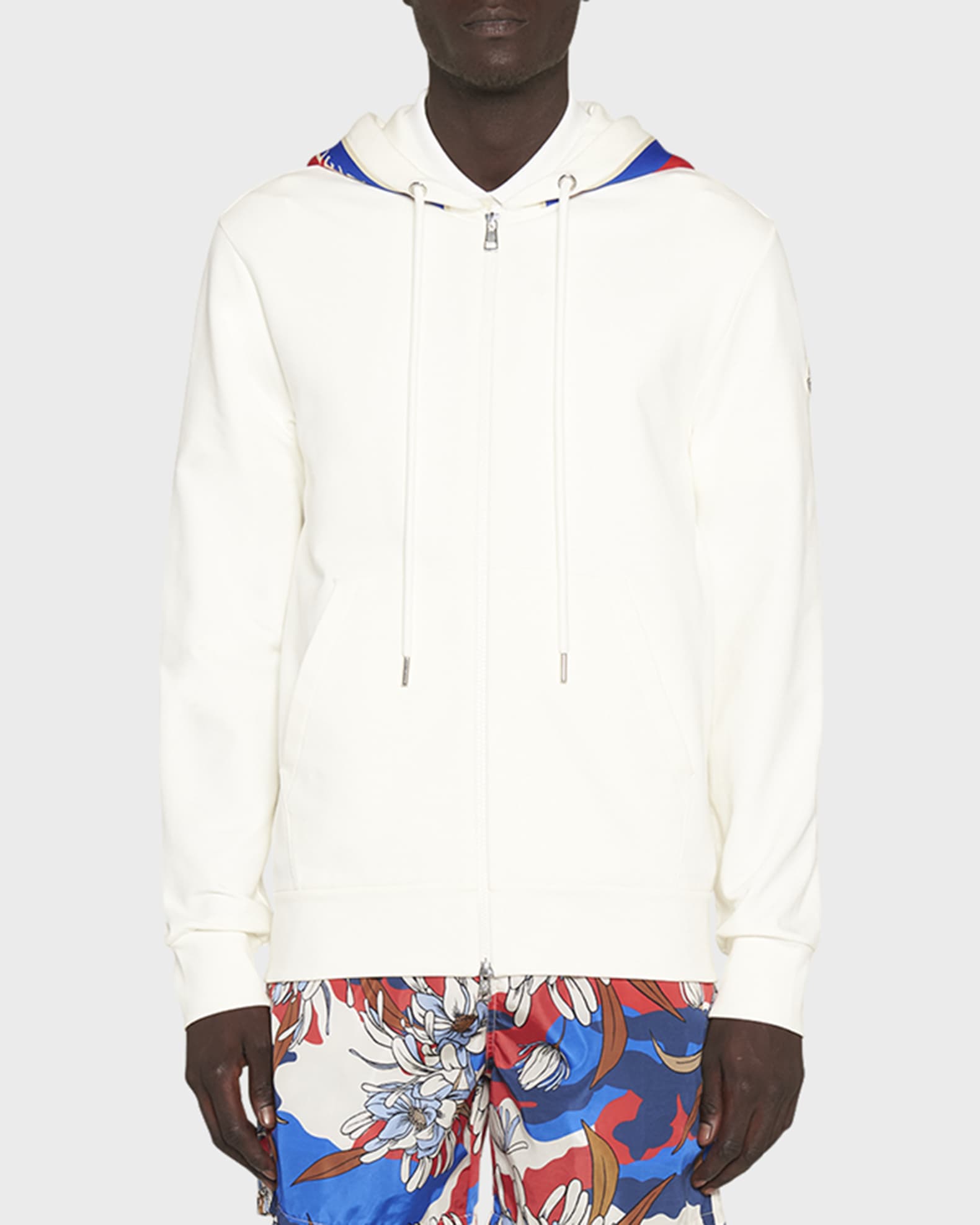 Men s Zip Hoodie with Retro Taping Hood