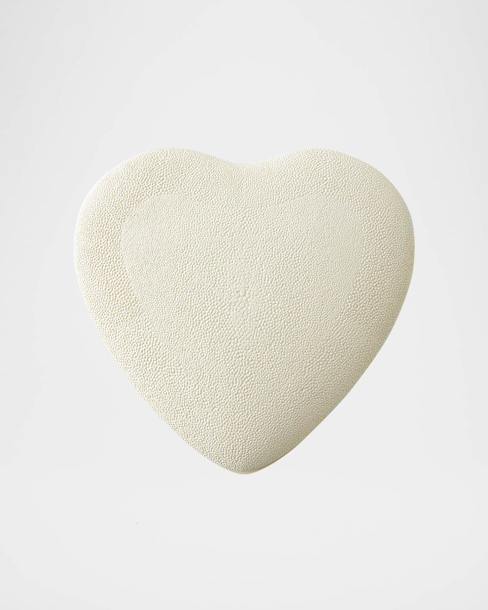 Faux Shagreen Heart Jewelry Box, Cream 0