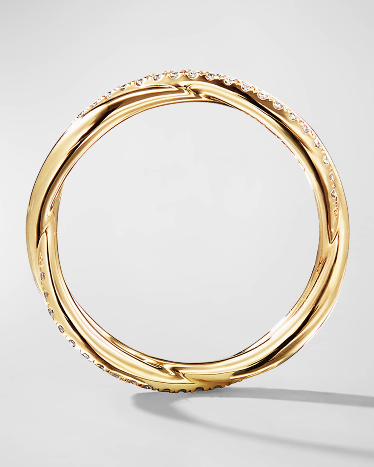 David Yurman DY Lanai Band Ring with Diamonds in 18K Gold, 4.18mm Neiman Marcus