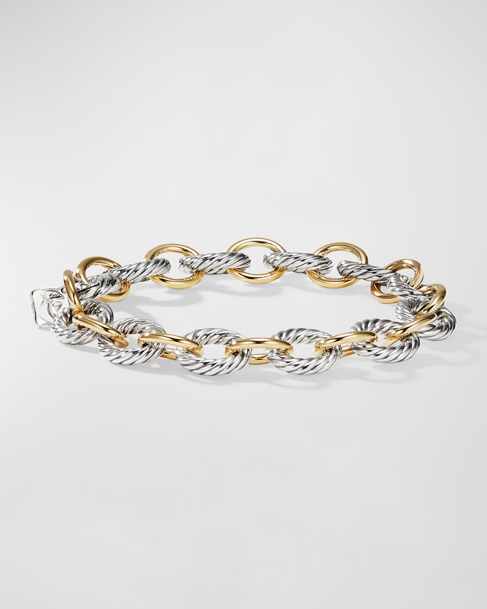 Oval Link Chain Bracelet in Silver with 18K Gold, 10mm 0