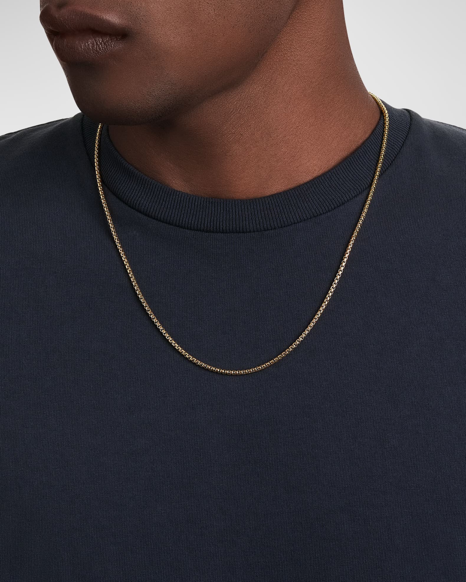 Men's Box Chain Necklace in 18K Gold, 2.7mm, 18"L 1