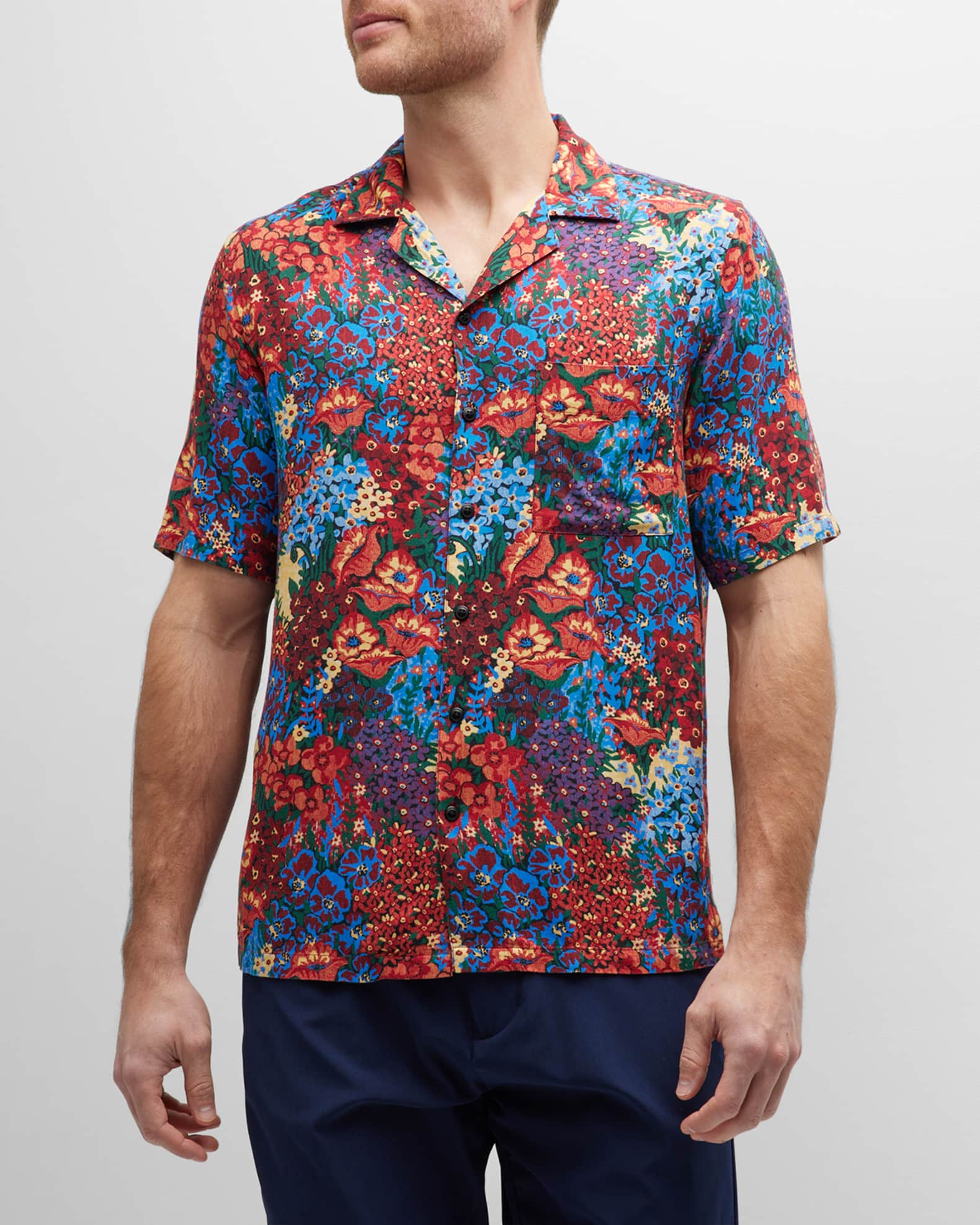 Rhude Bandana Print Short Sleeve Button-up Camp Shirt In Red