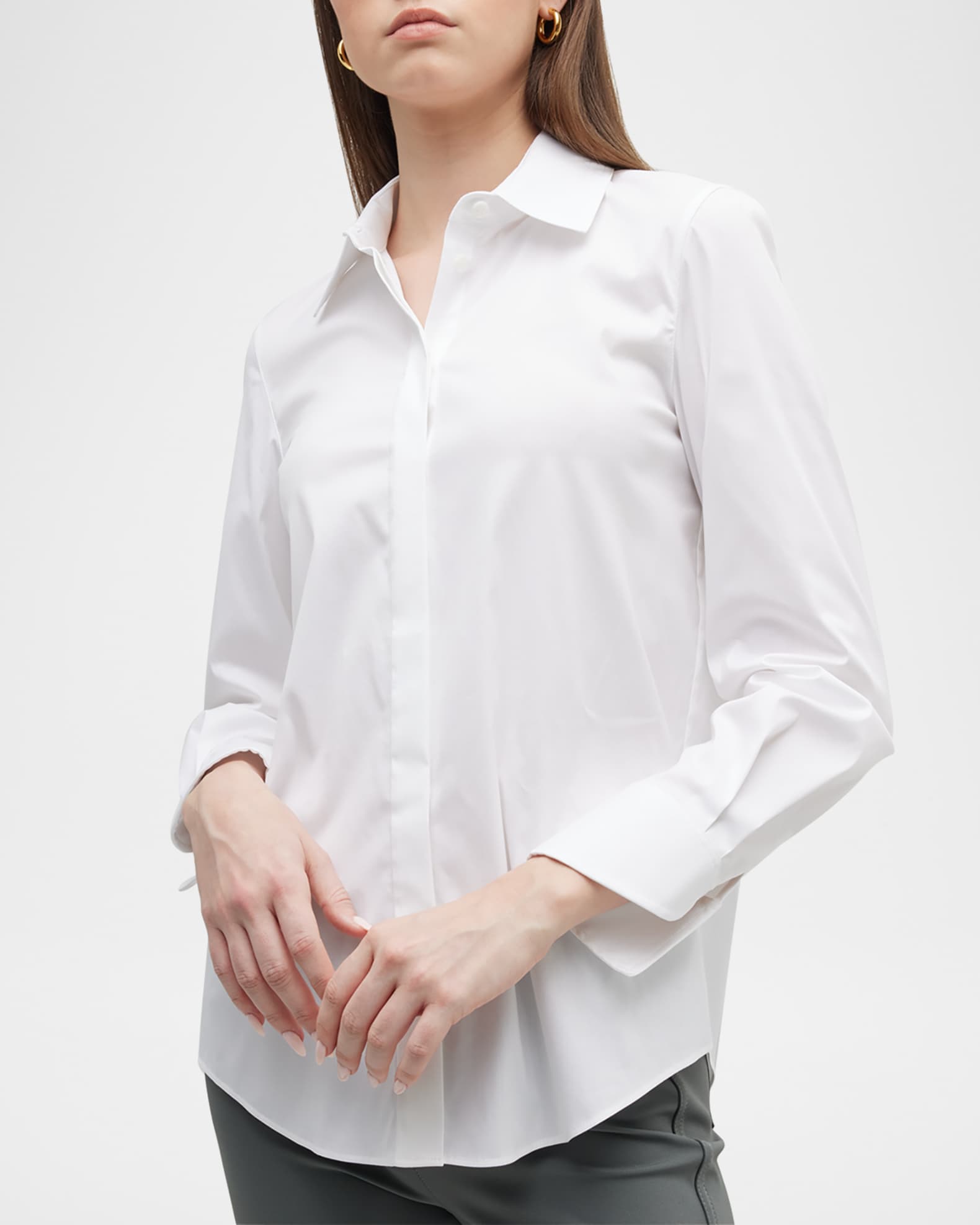 Plus Size Wright Button Down Cotton Blend Shirt