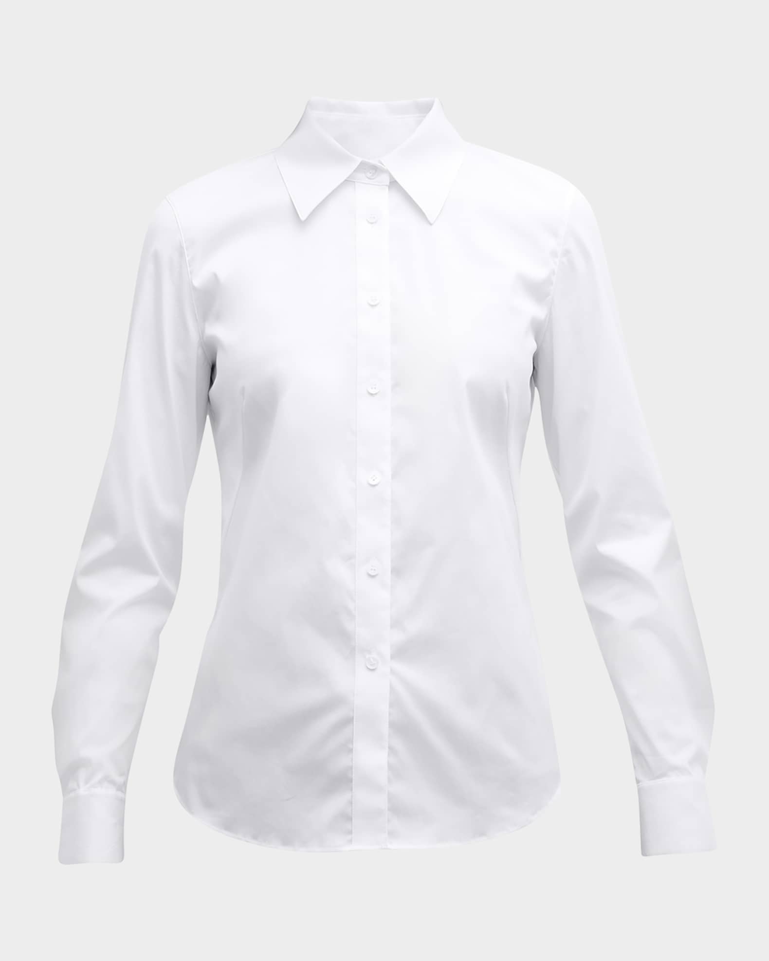Lafayette 148 New York Plus Size Wright Button Down Cotton Blend