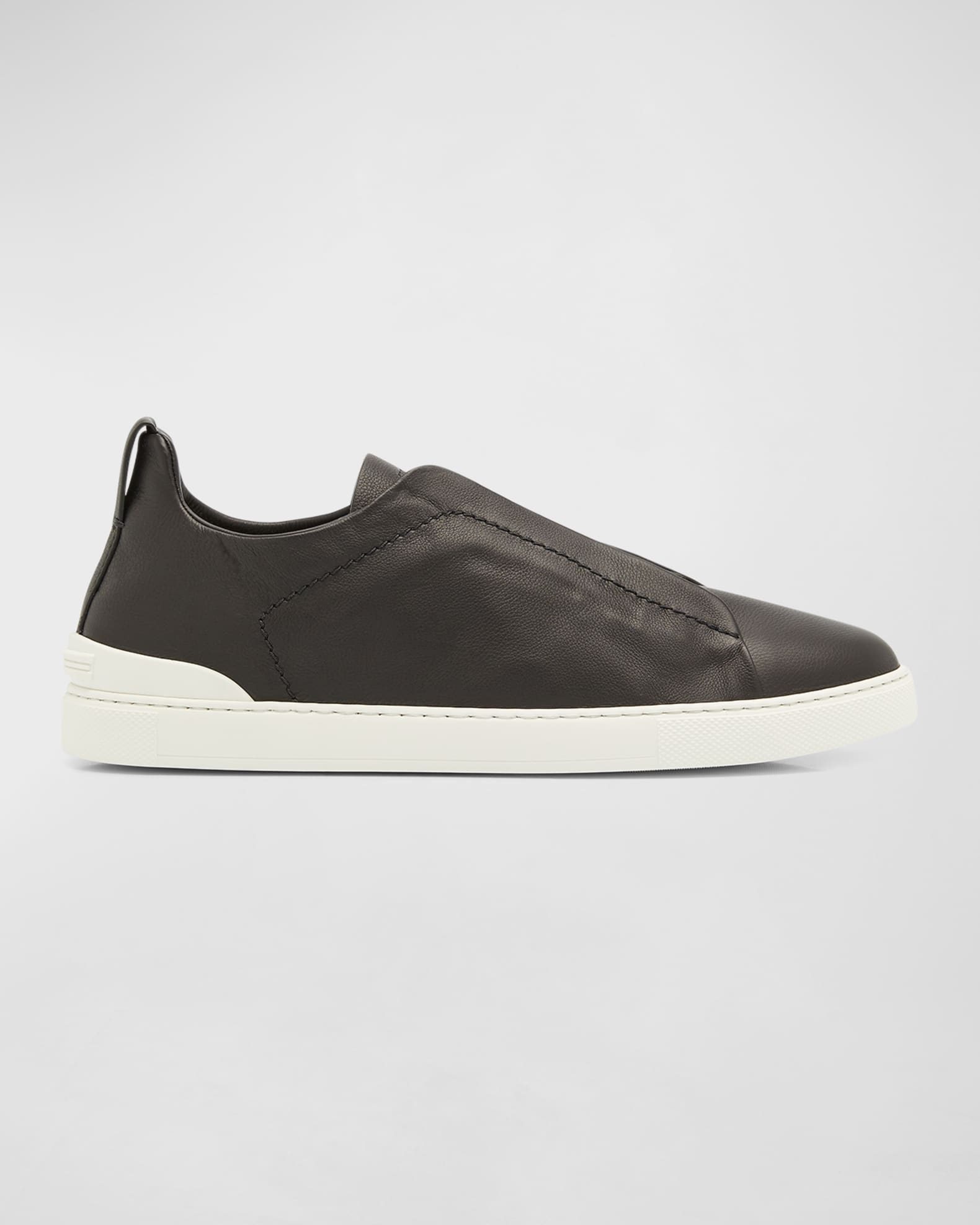 ZEGNA Men s Triple Stitch SECONDSKIN Leather Slip On Sneakers Neiman Marcus