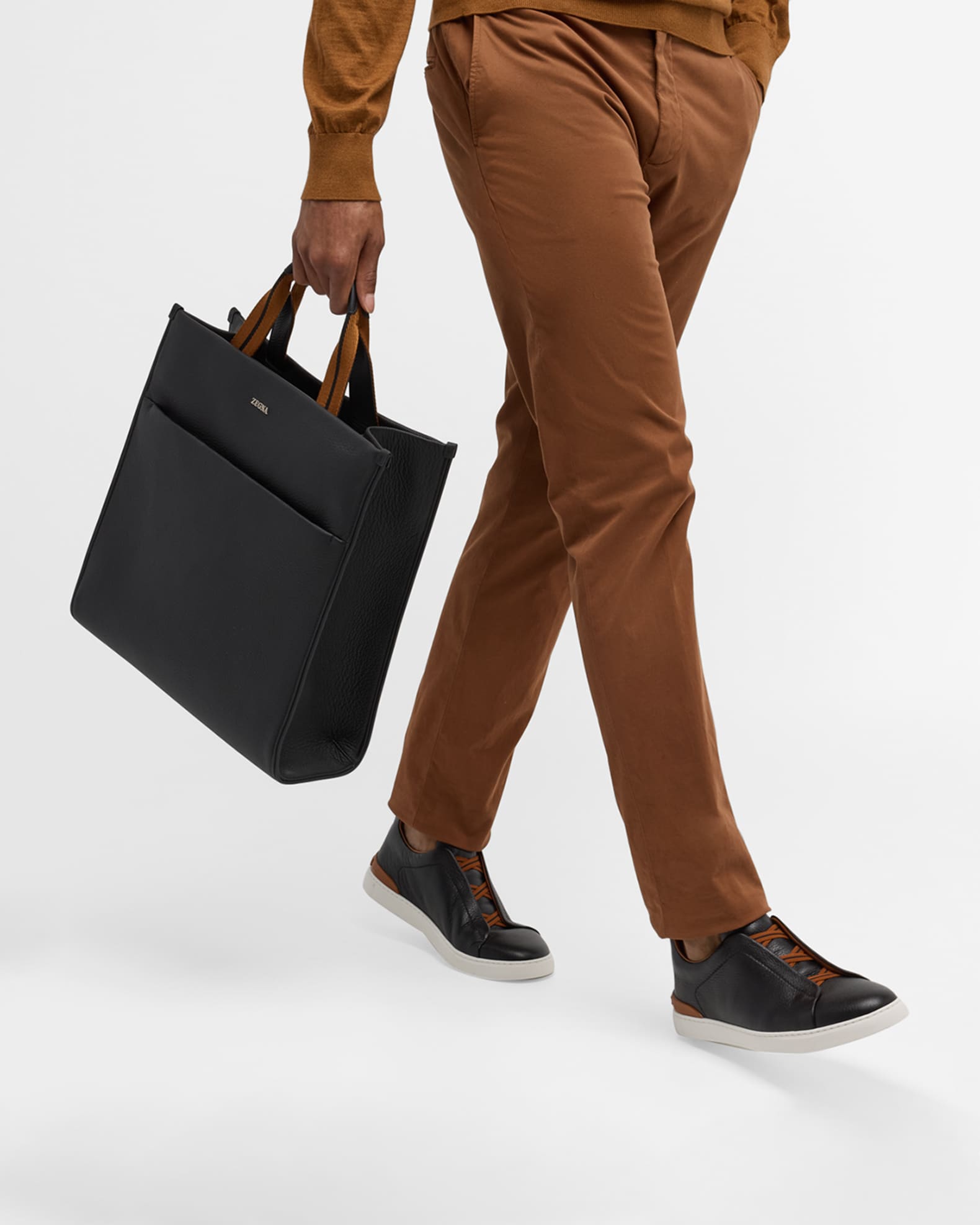 Men's Triple Stitch Deerskin Leather Sneakers