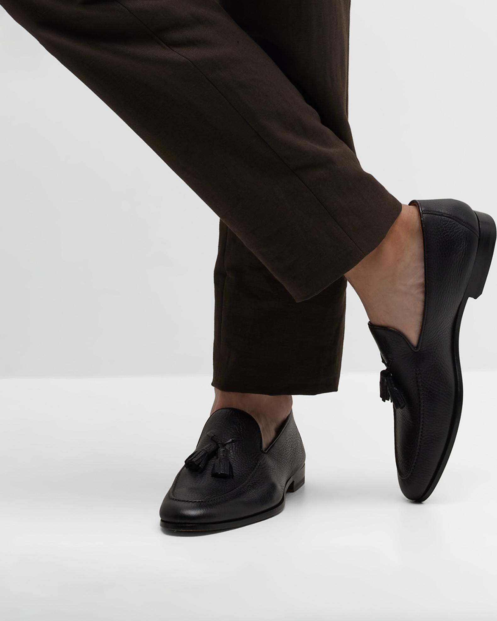 Magnanni Vigo Black Leather Tassel Loafers Mens Size 10.5 Dress Casual Magnanni Mens Virgo Tassel Kiltie Loafers Leather Slip On  main image 2