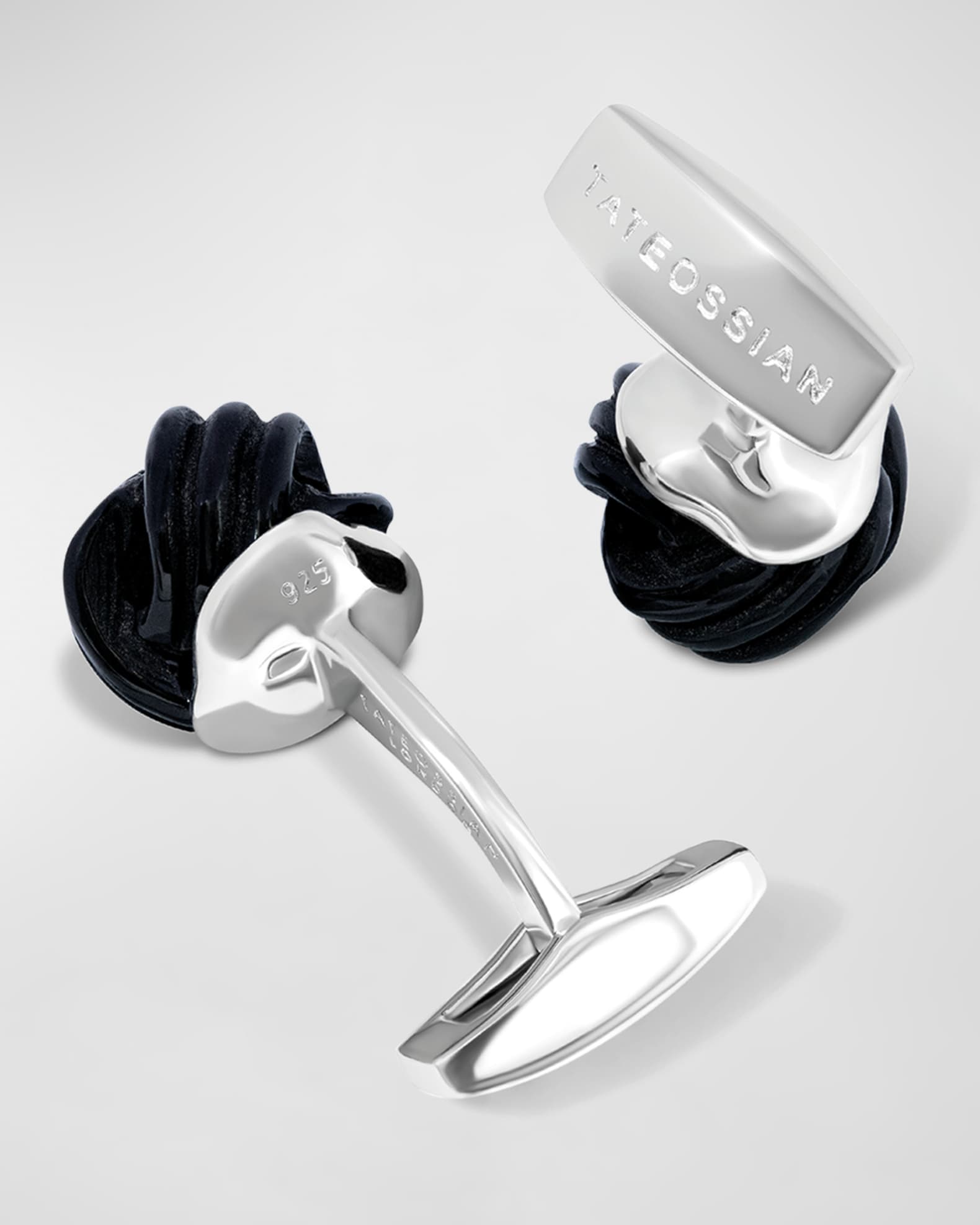 Tateossian Men s Sterling Silver Black Onyx Knot Cufflinks Neiman Marcus
