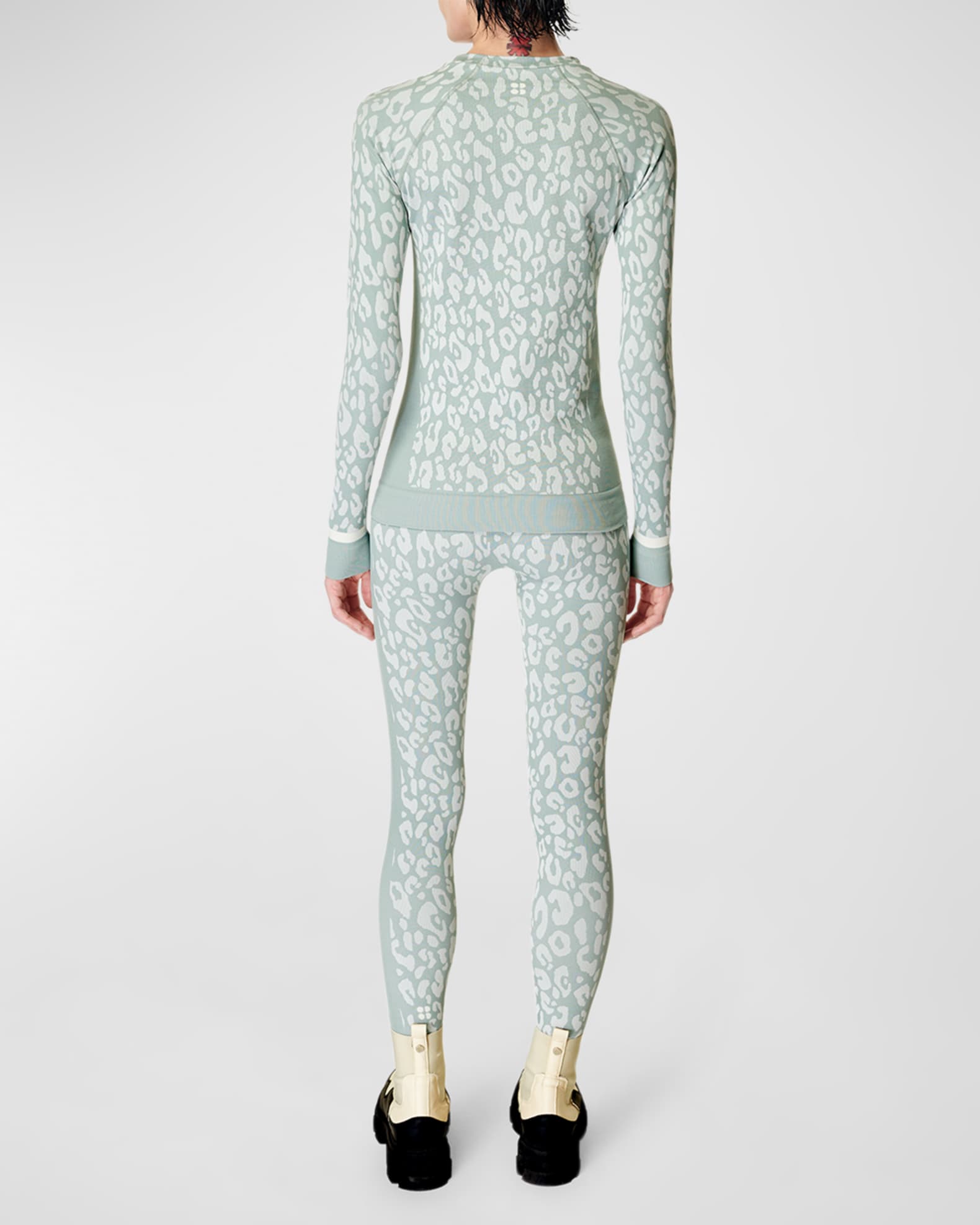 Leopard Jacquard High Waisted Midi Legging