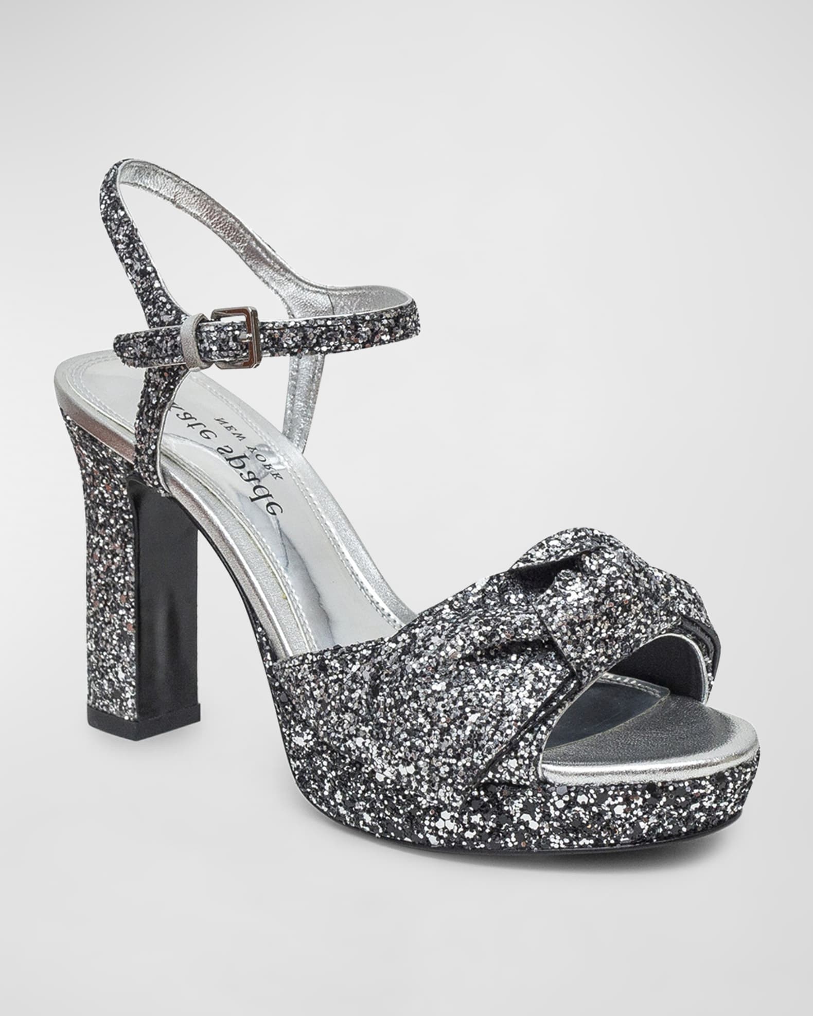 kate spade new york miya glitter bow platform sandals | Neiman Marcus