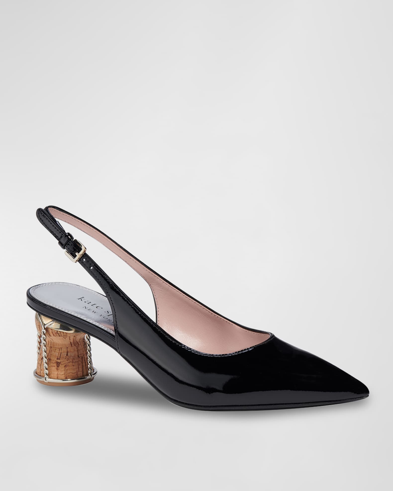 kate spade new york soiree patent cork-heel slingback pumps | Neiman Marcus