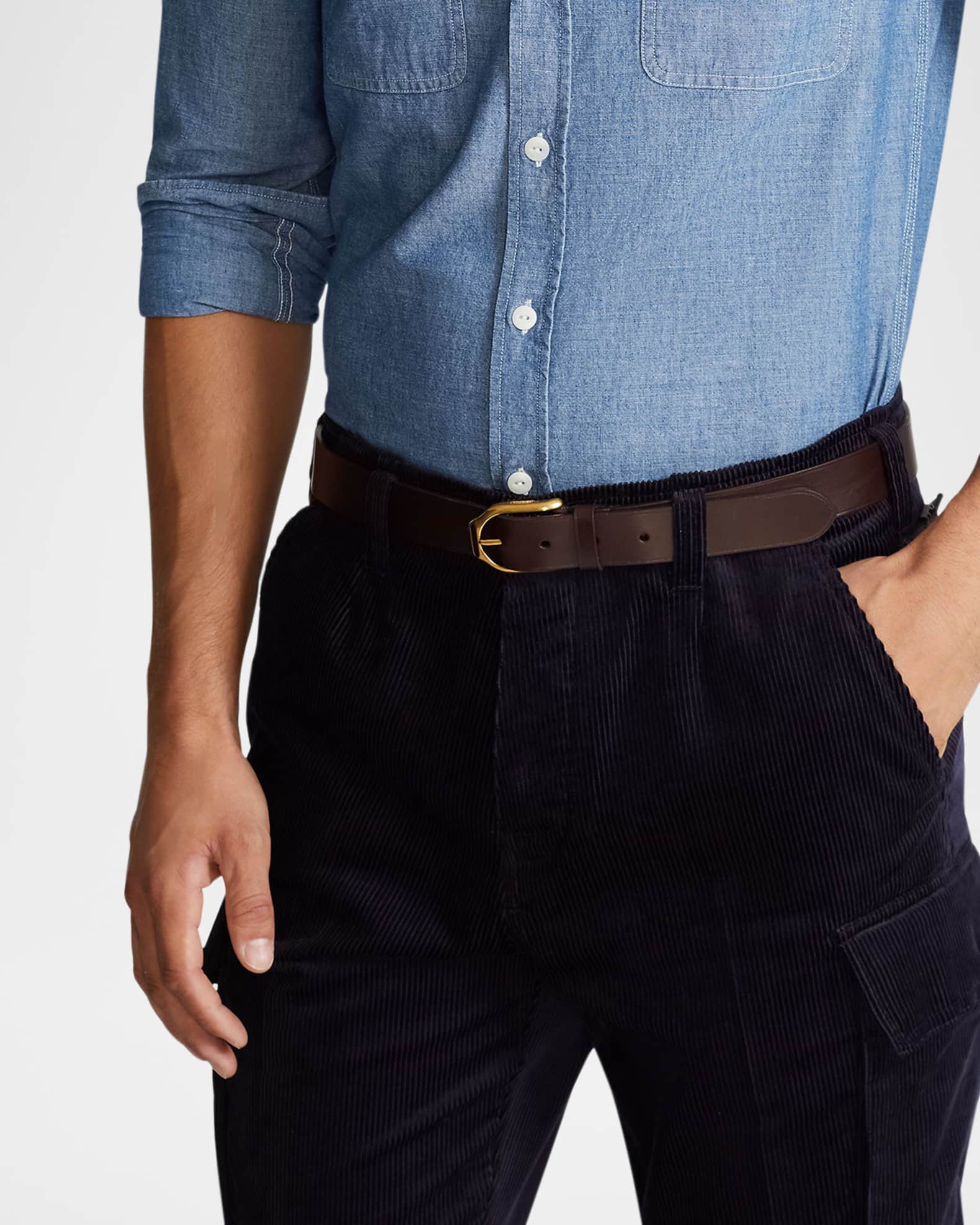 Men's Welington Stirrup-Buckle Leather Belt