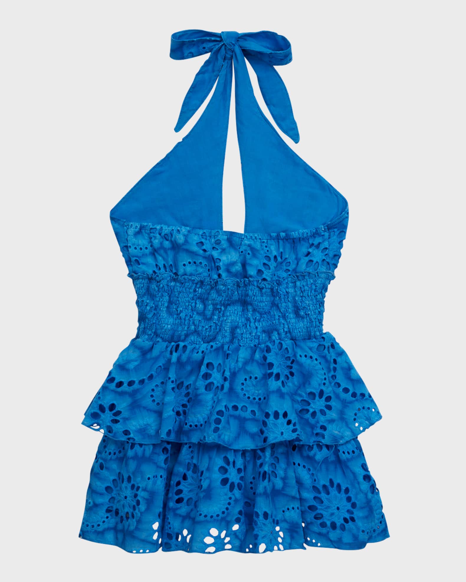 Flowers by Zoe Girl's Floral Eyelet Tiered Halter Dress, Size SXL Neiman Marcus