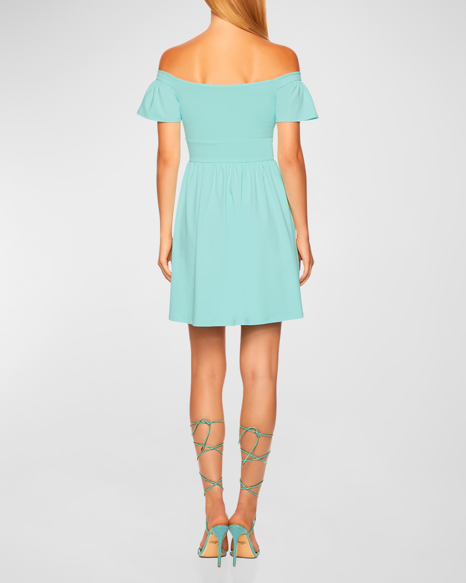 Off Shoulder Flutter Sleeves Satin Dress With Pocket Daffodil