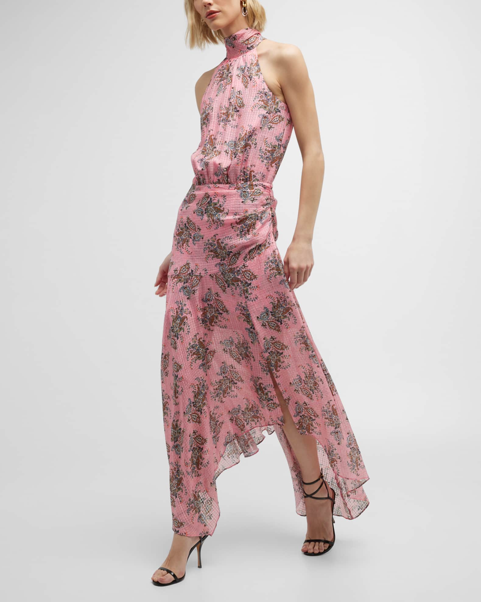 Veronica Beard Leia Printed High-Neck Maxi Dress | Neiman Marcus
