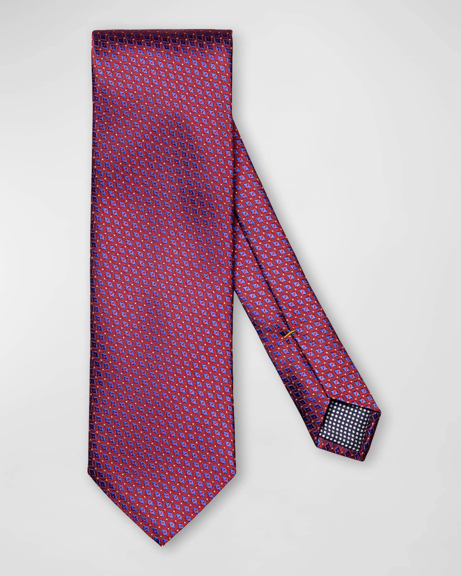 THOMAS PINK Abstract Floral Neat Pattern Tie - Red & Blue New w