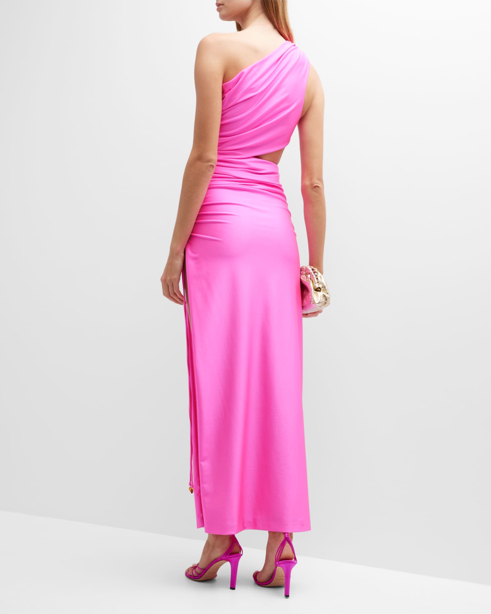 Dundas Gala Cutout Ruched SideSlit OneShoulder Gown Neiman Marcus