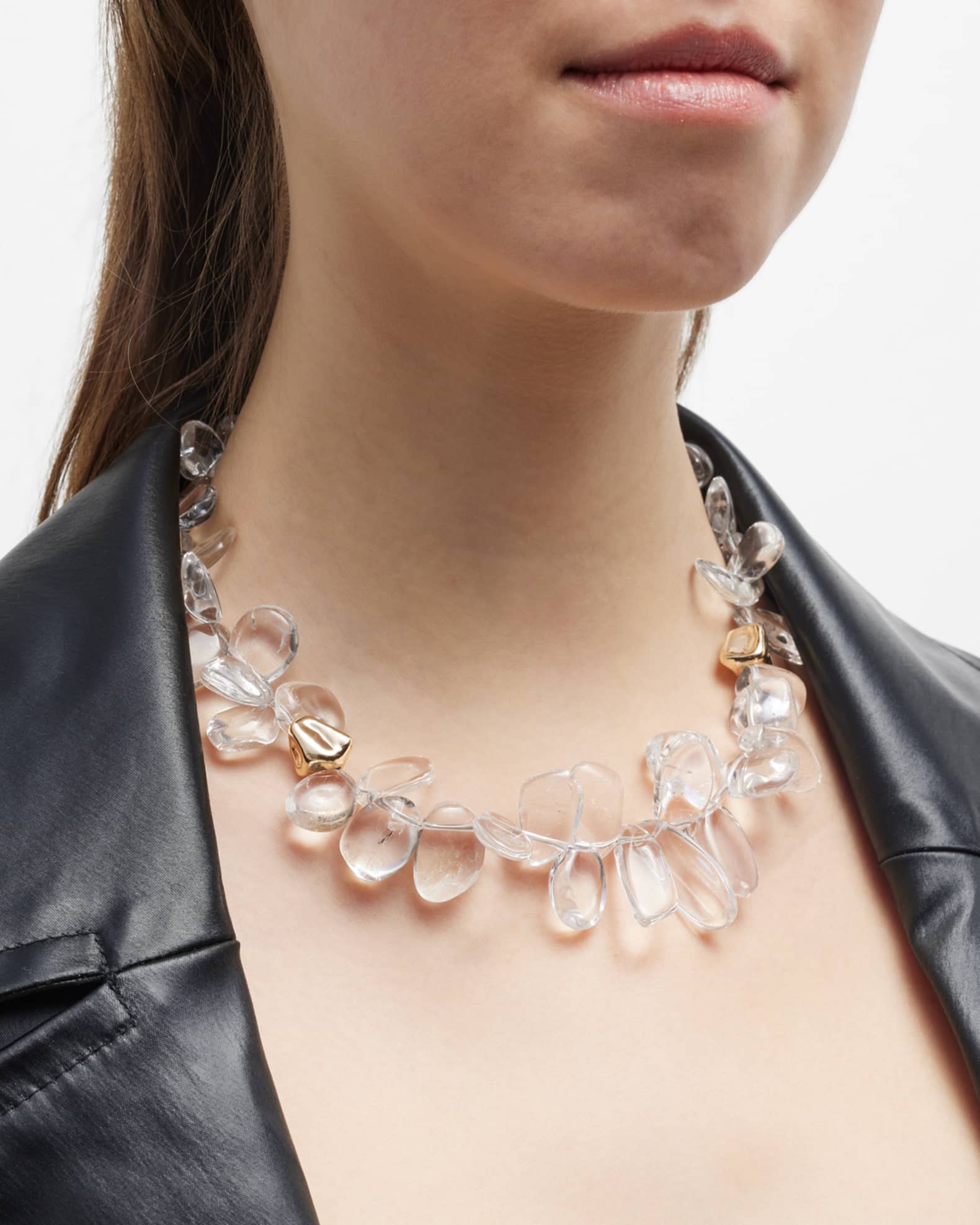 Quartz and Polished Gold Necklace 1