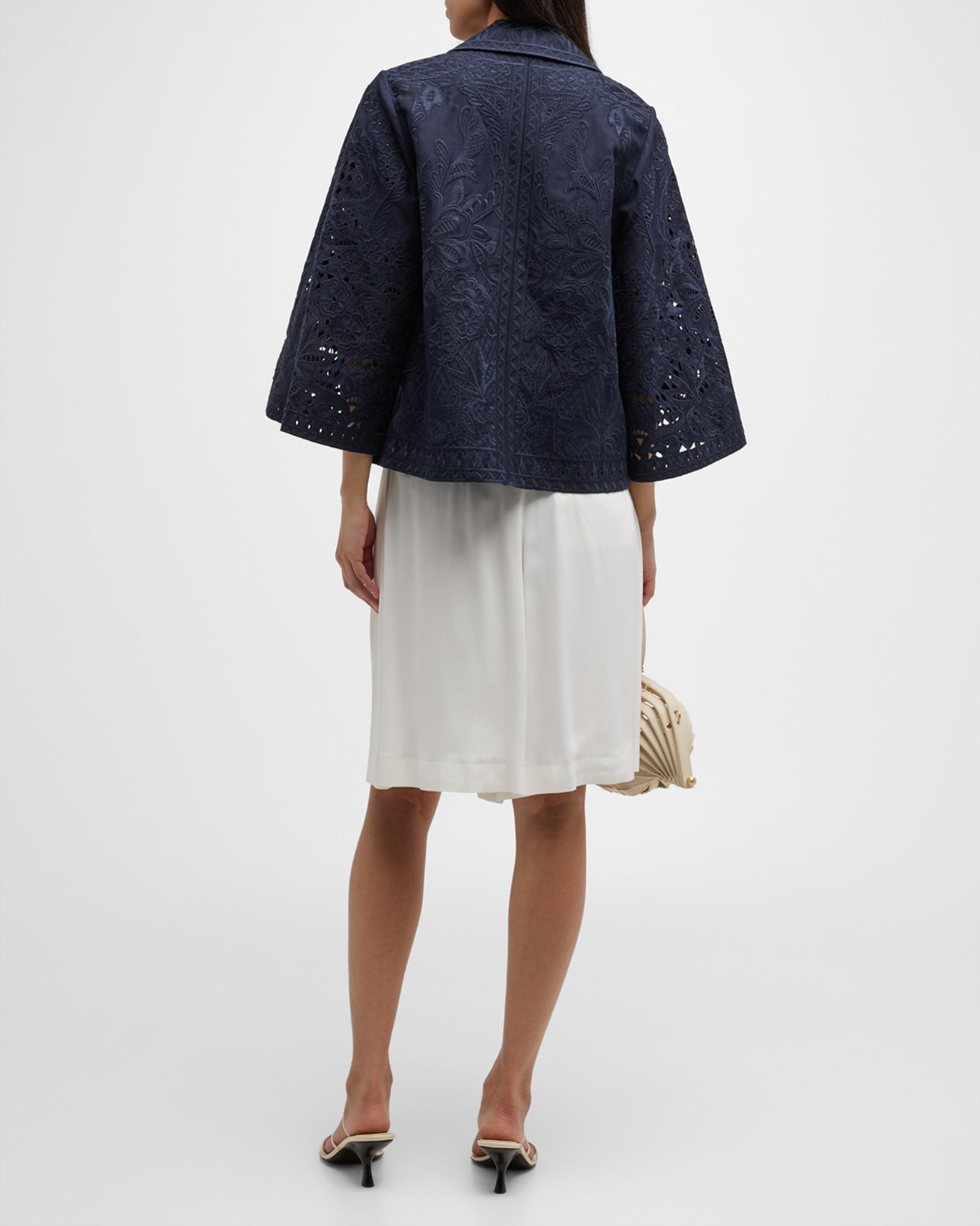 Kobi Halperin Pryce Floral-Embroidered Eyelet Jacket | Neiman Marcus