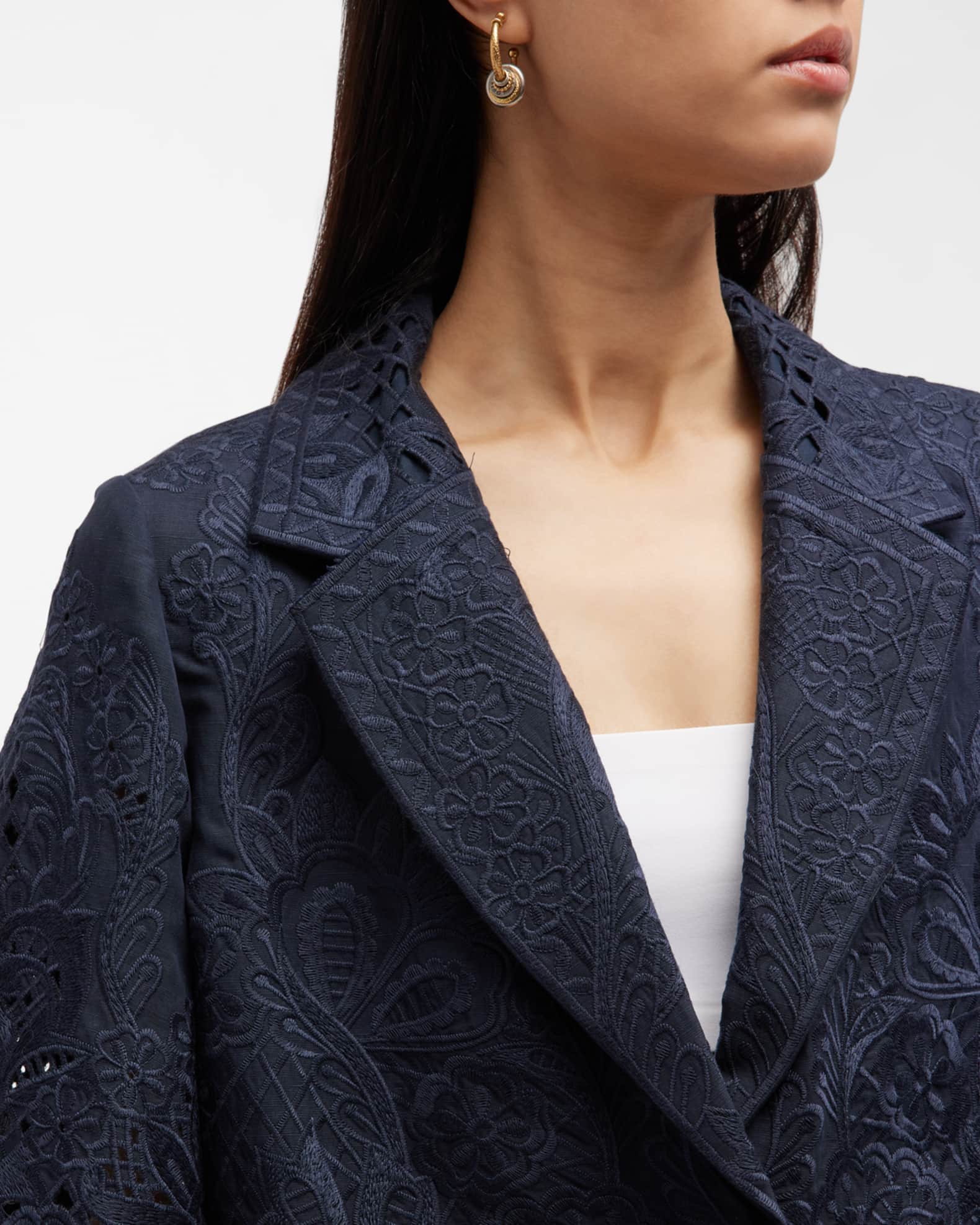 Kobi Halperin Pryce Floral-Embroidered Eyelet Jacket | Neiman Marcus