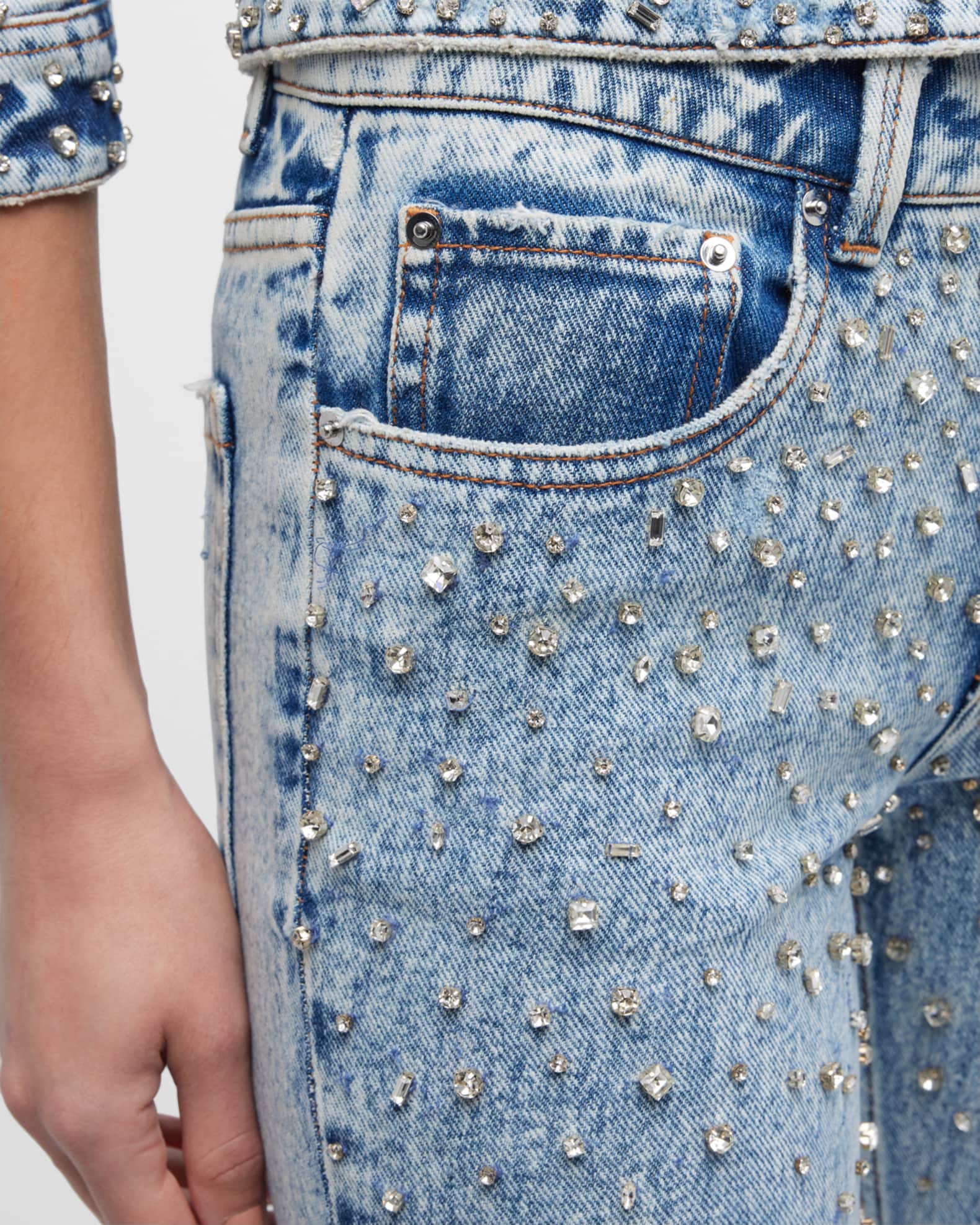 Retrofete Moore Crystal Mid-Rise Flare Denim Jeans | Neiman Marcus