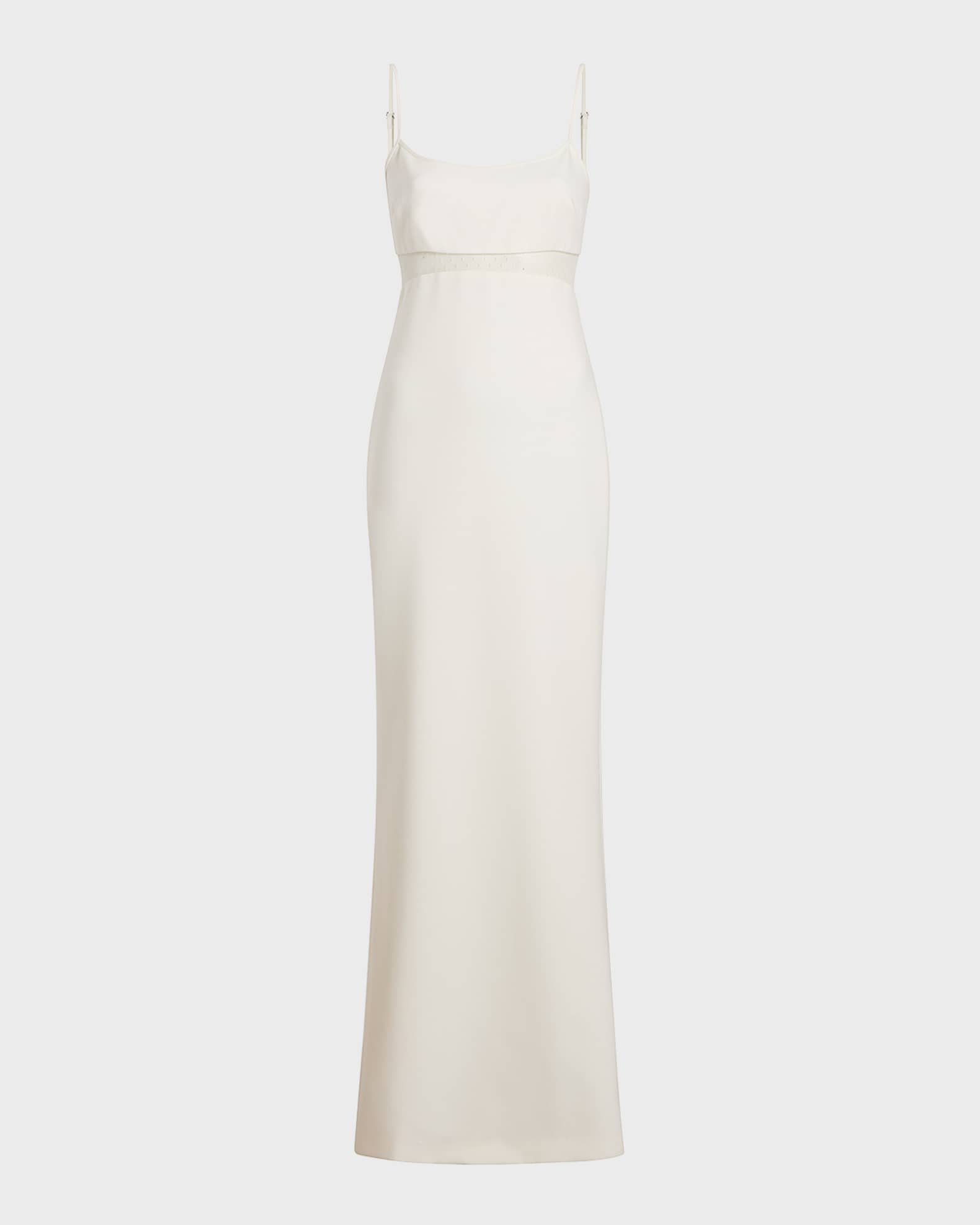 long sleeve white eyelet dress (S) 70s Lace Eyelet Bell Sleeve Maxi Dress
