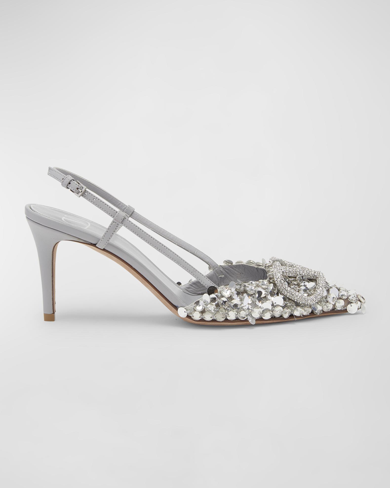 Crystal Logo Slingback Pumps