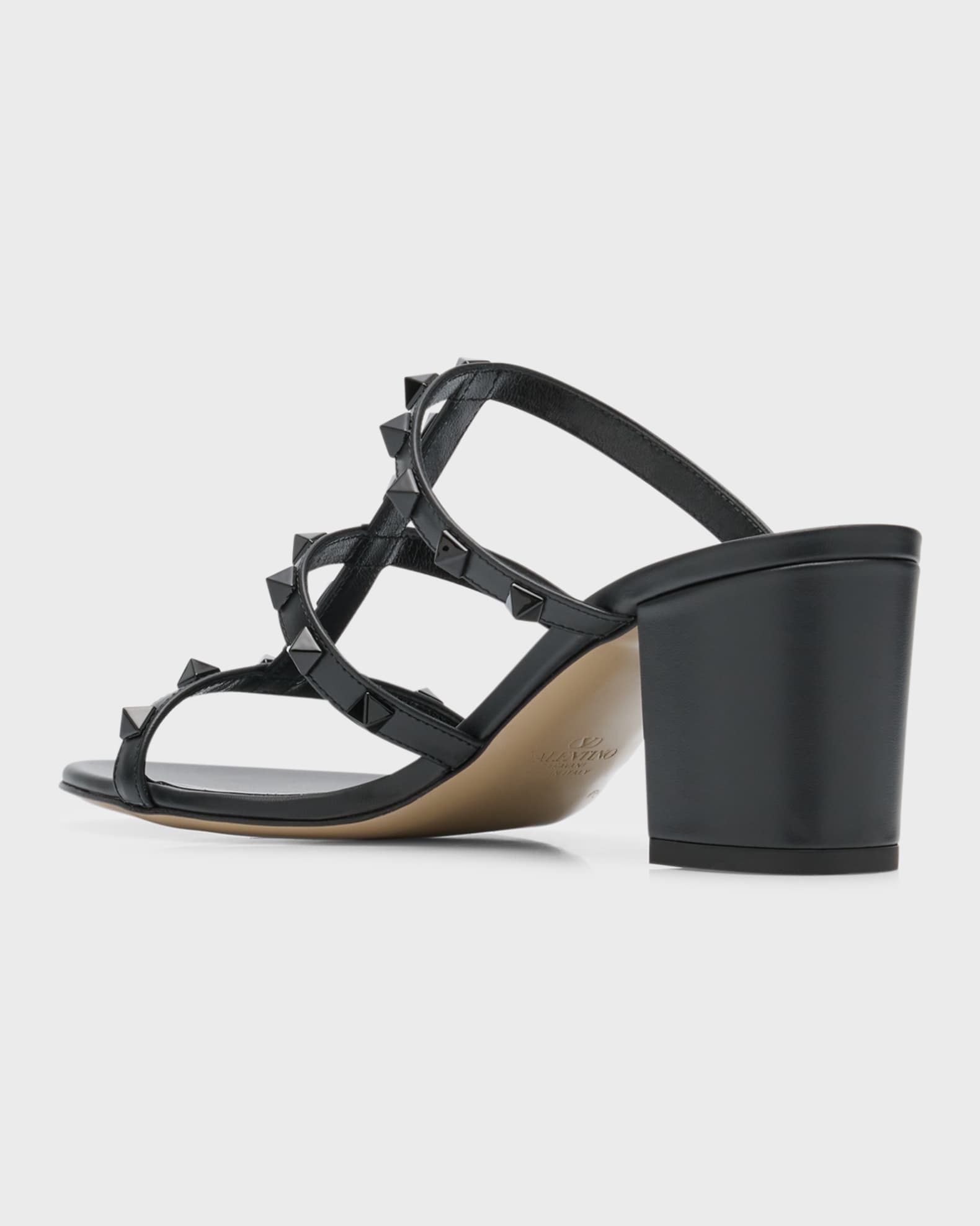 Rockstud Tonal Nappa Leather Caged Sandals