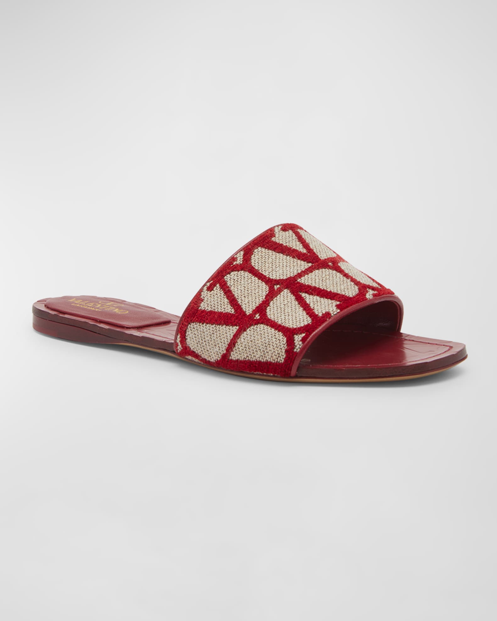 Valentino Garavani Toile Iconographe Slide Sandals | Neiman Marcus
