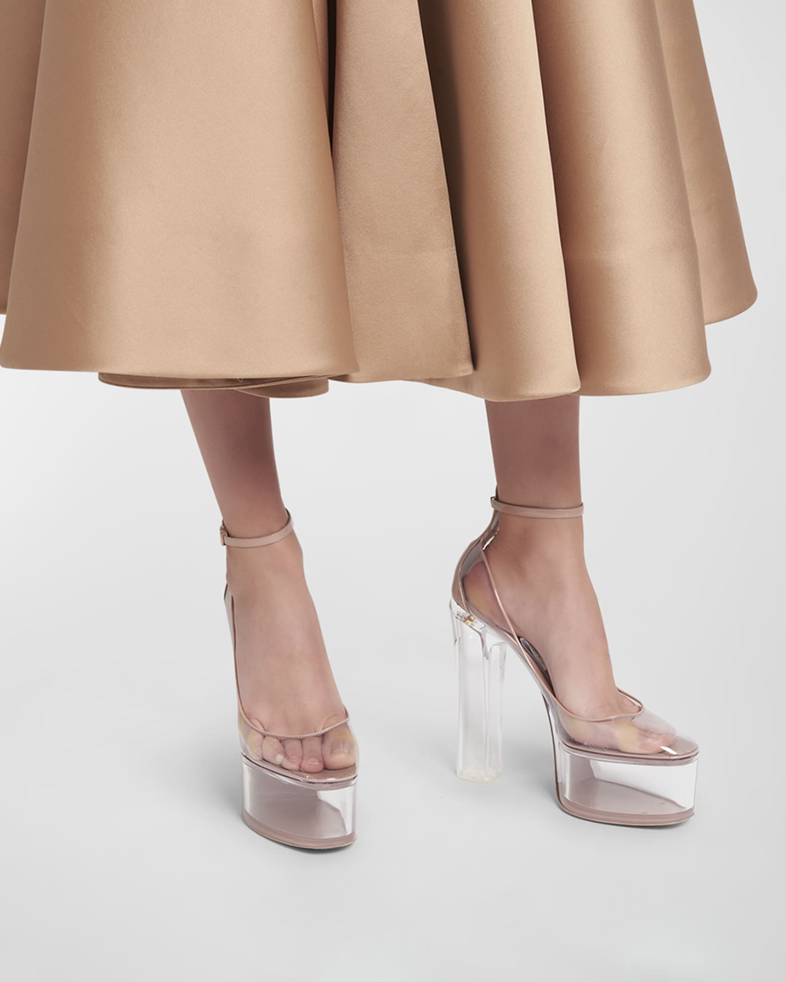 Tan and clear heels hot sale