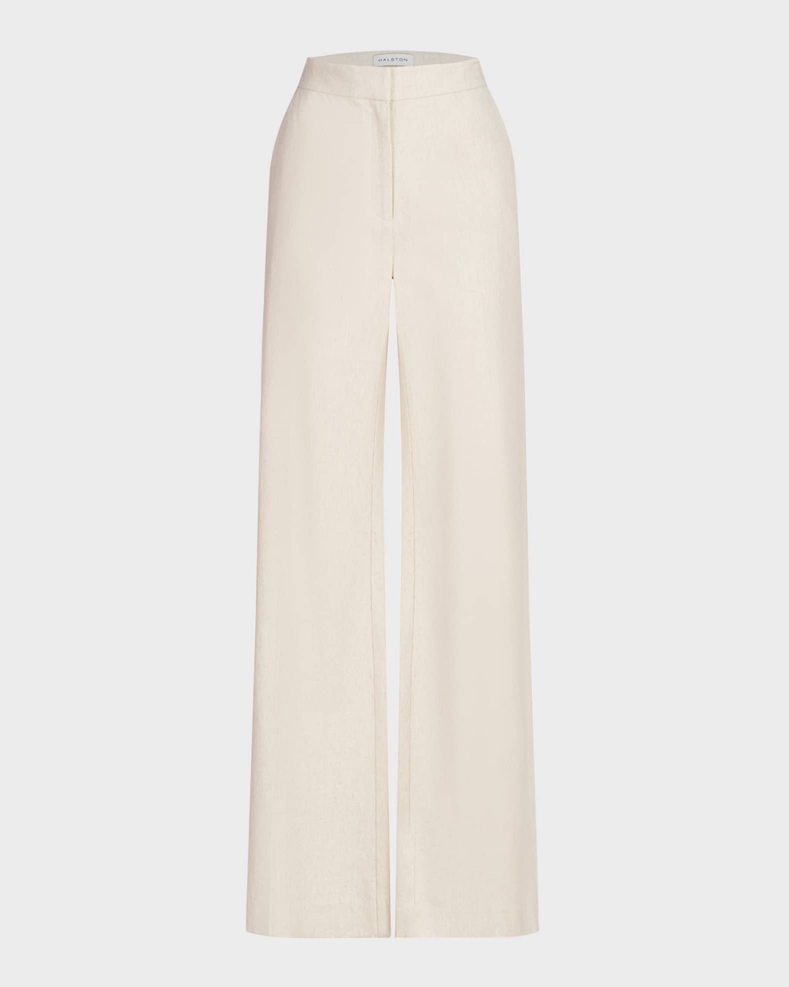 Halston Zoya Wide-Leg Linen-Blend Pants | Neiman Marcus