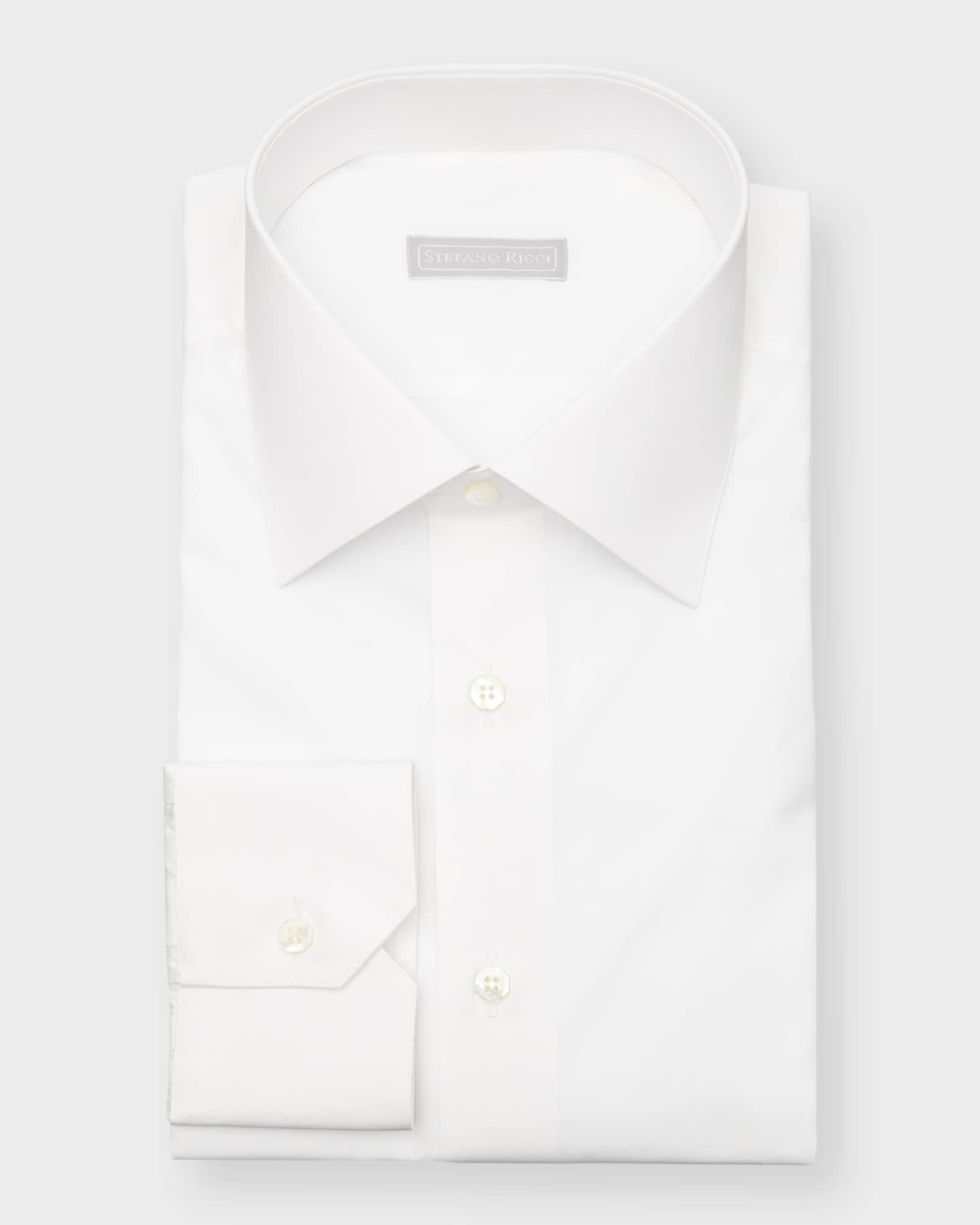 Men's Solid Barrel-Cuff Dress Shirt 0