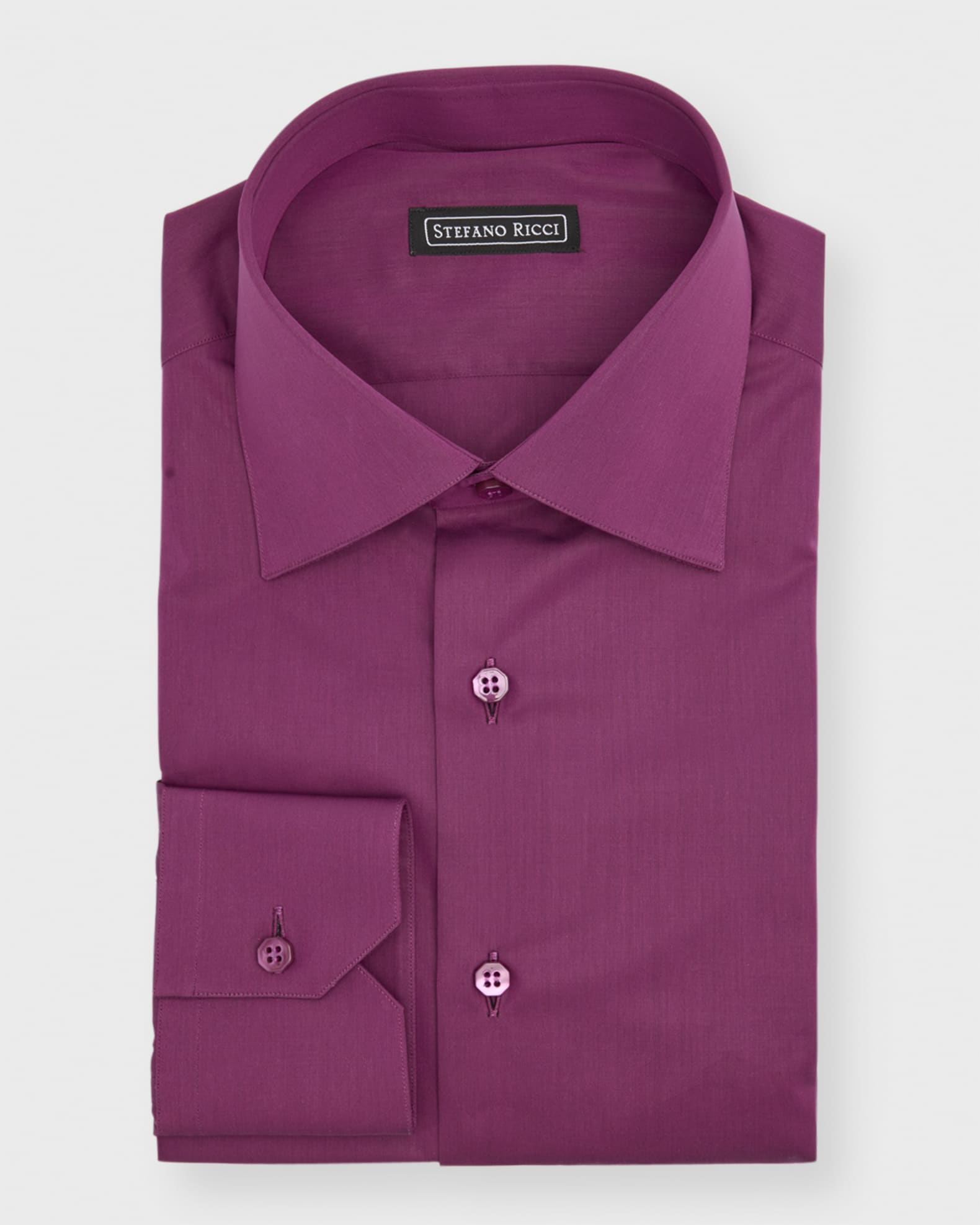 Men's Solid Barrel-Cuff Dress Shirt 0