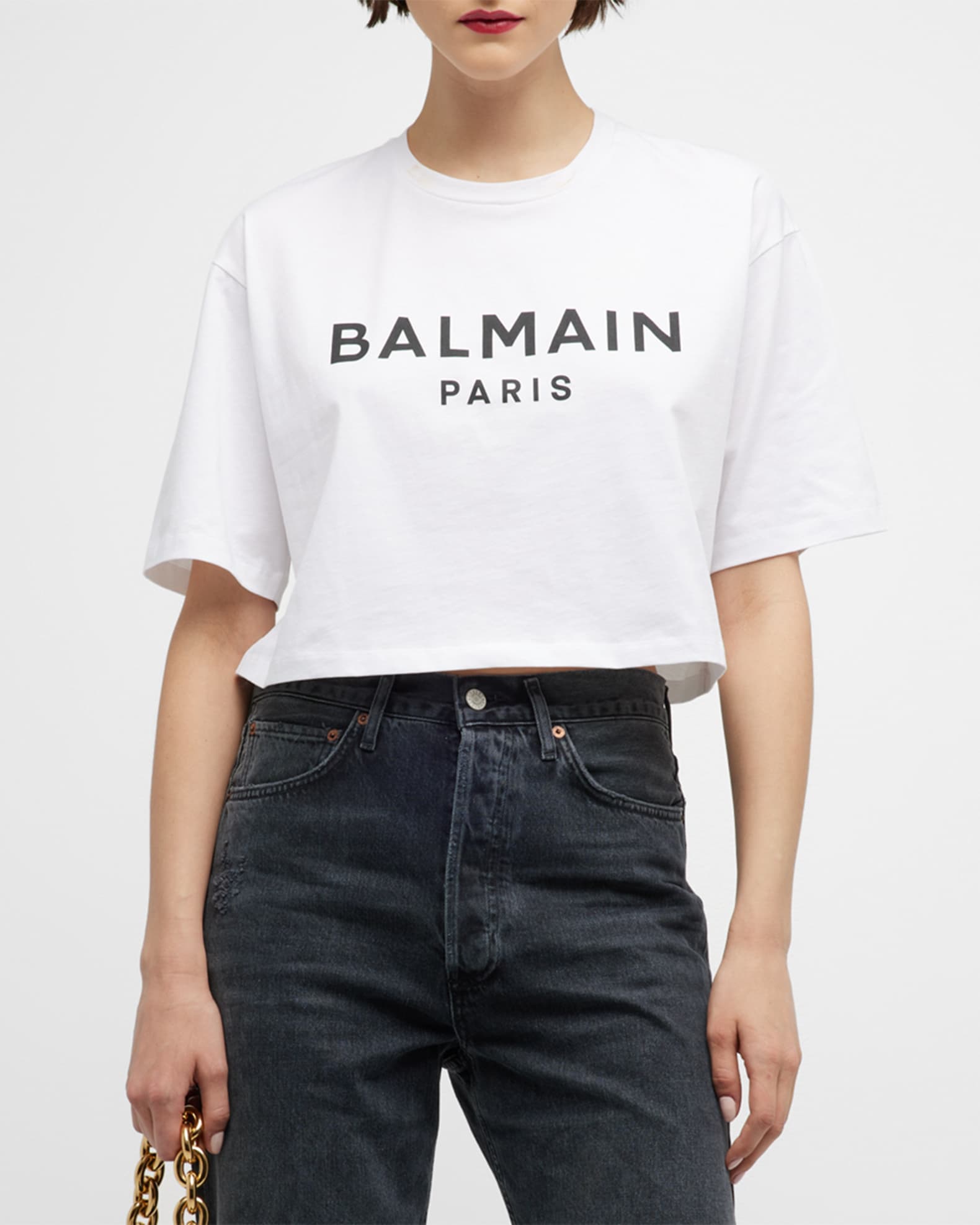 Balmain Women's Flocked Logo T-Shirt - White | Coggles