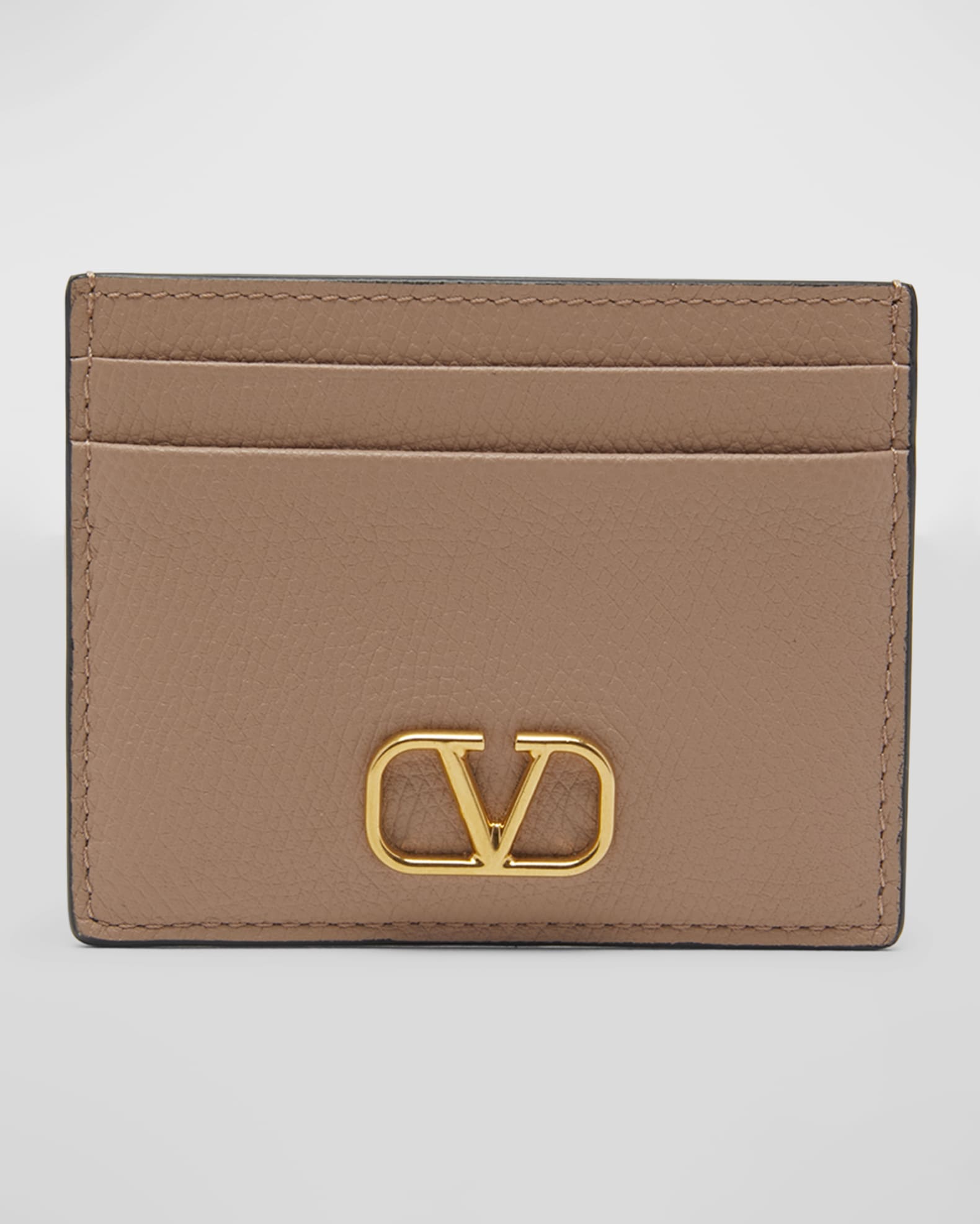 Vlogo Signature Grainy Calfskin Cardholder Wth Zip for Woman in Rose  Cannelle
