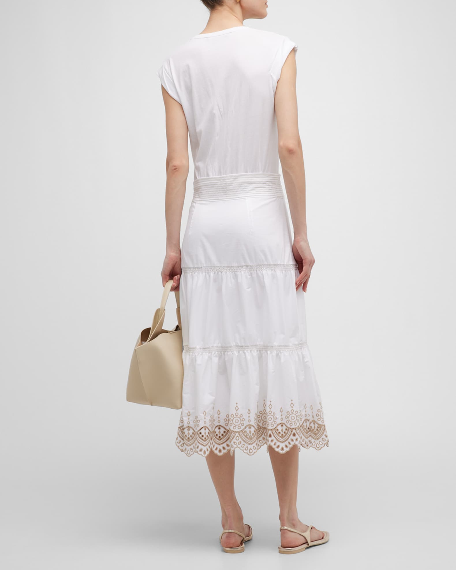 Veronica Beard Jeans Amaia Tiered Embroidered Midi Dress | Neiman Marcus