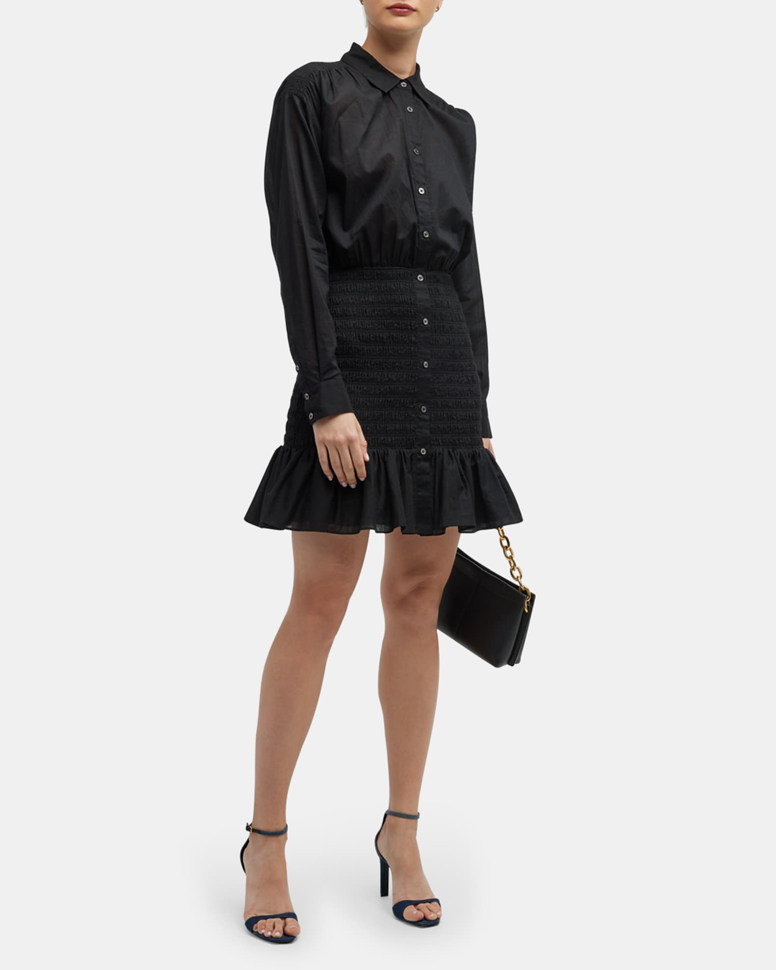 Veronica Beard Jeans Newport Button-Front Mini Dress | Neiman Marcus