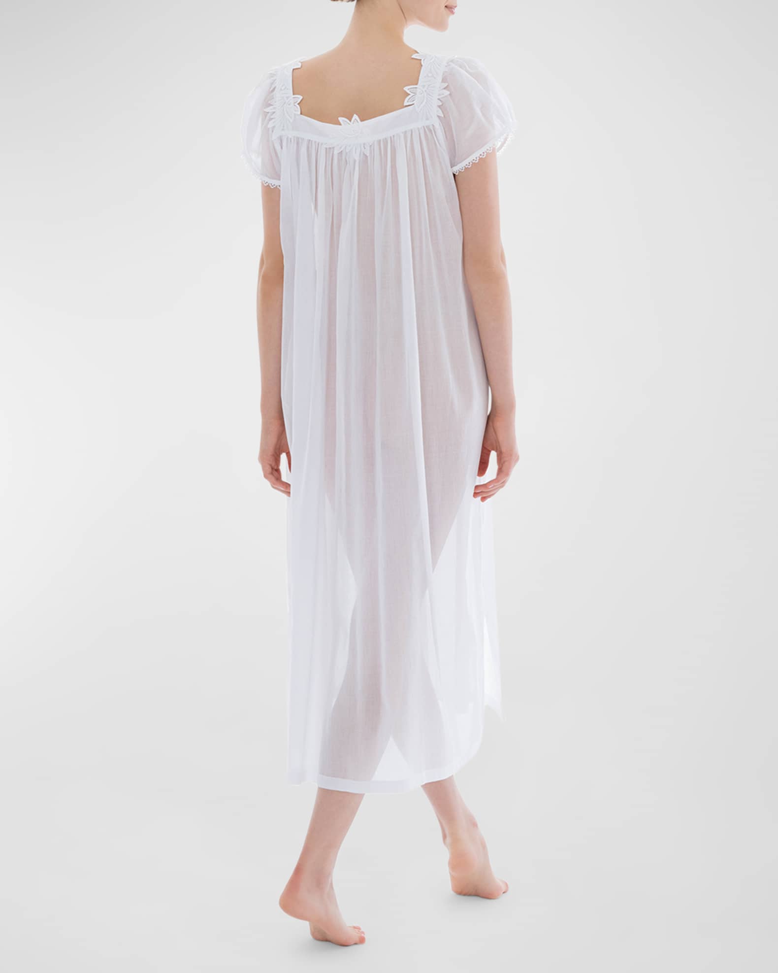 Celestine Florence 2 Ruched Lace-Trim Cotton Nightgown | Neiman Marcus