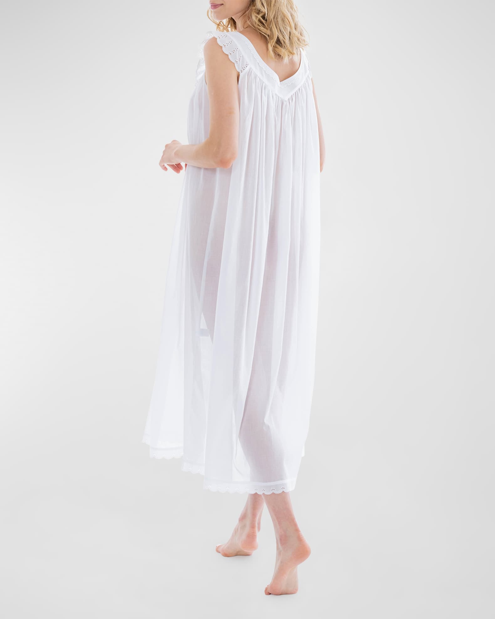Celestine Susanna 2 Ruched EyeletTrim Cotton Nightgown Neiman Marcus