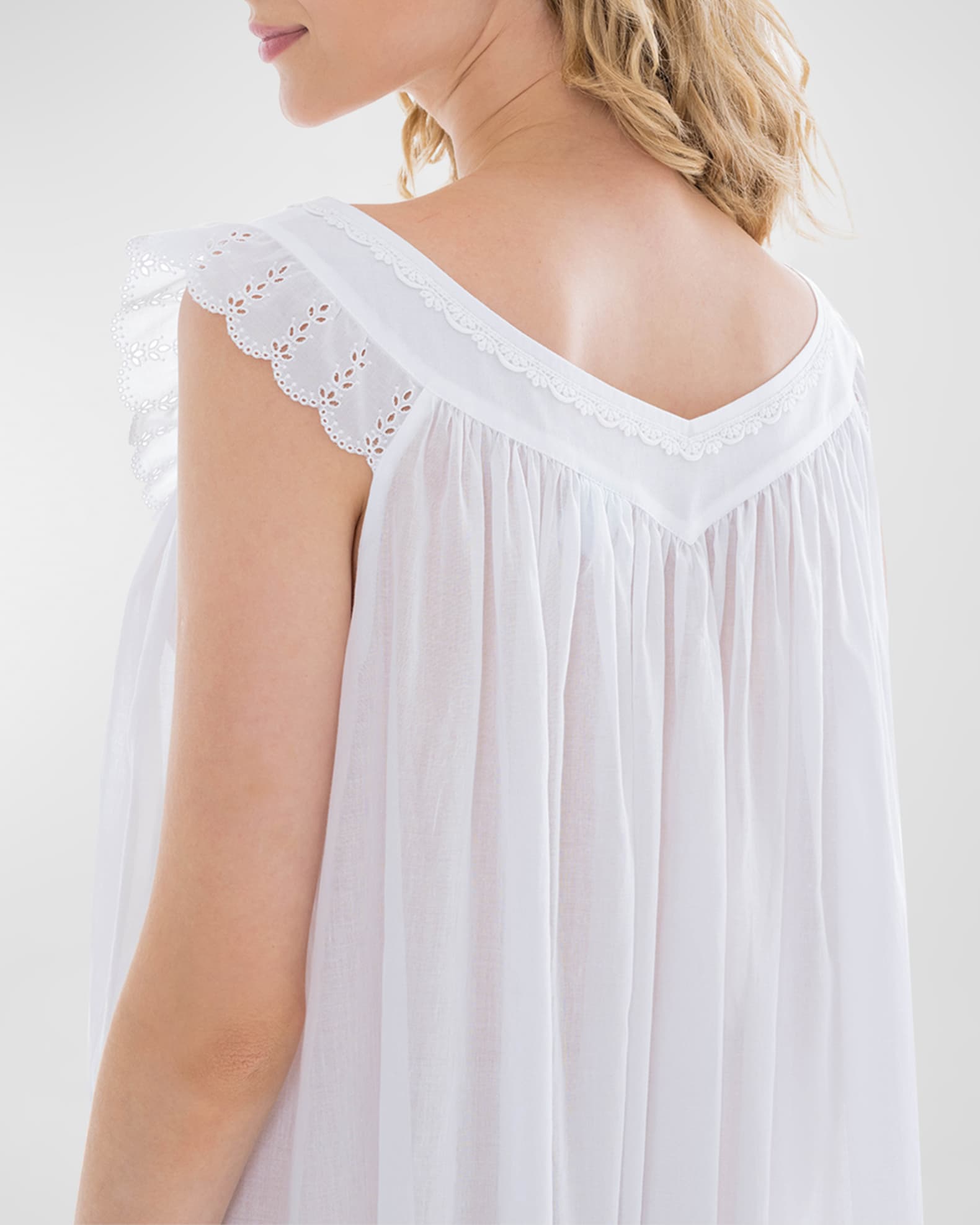 Celestine Susanna 2 Ruched EyeletTrim Cotton Nightgown Neiman Marcus