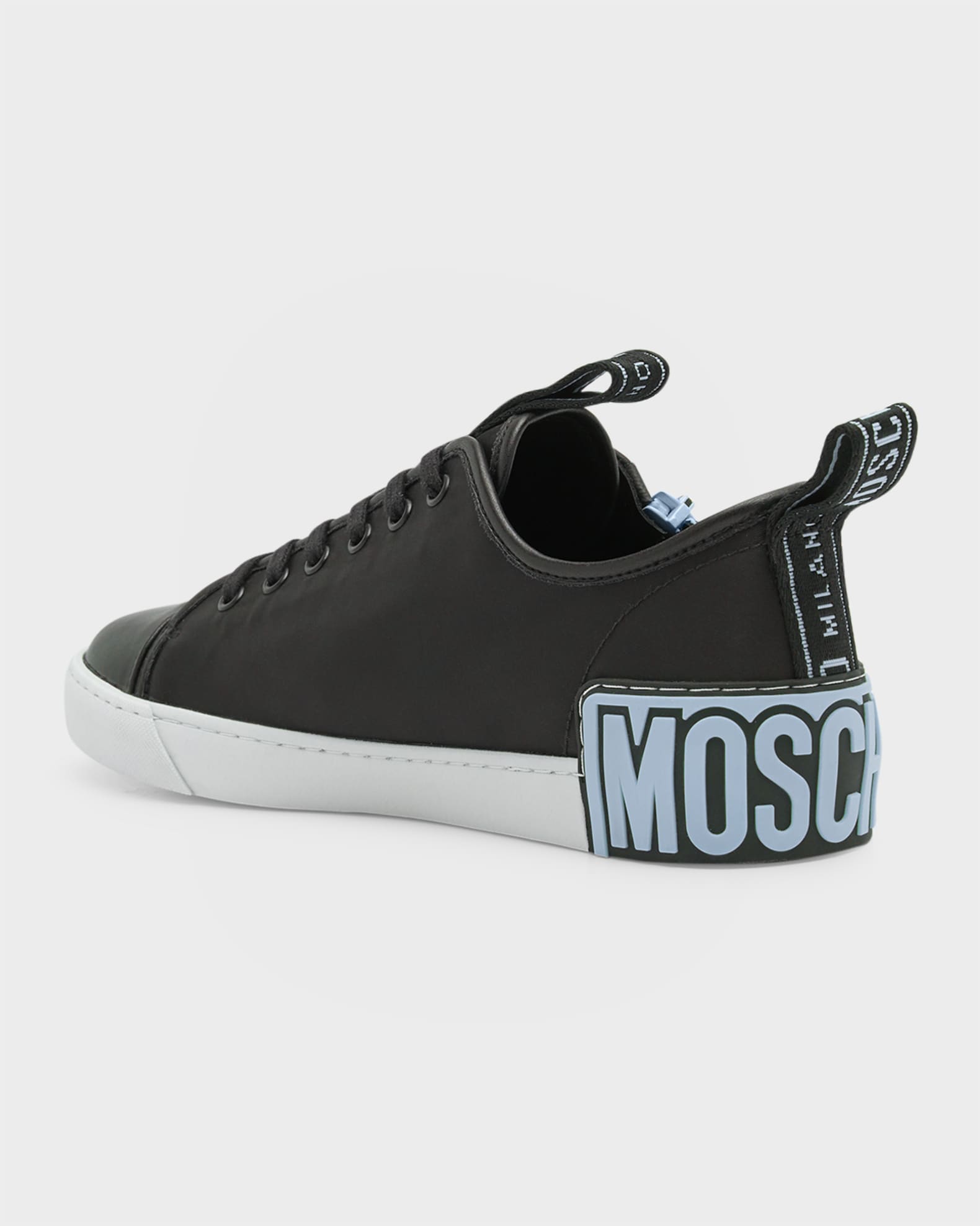 Moschino Men's Maxi Logo Zip Low-Top Sneakers | Neiman Marcus