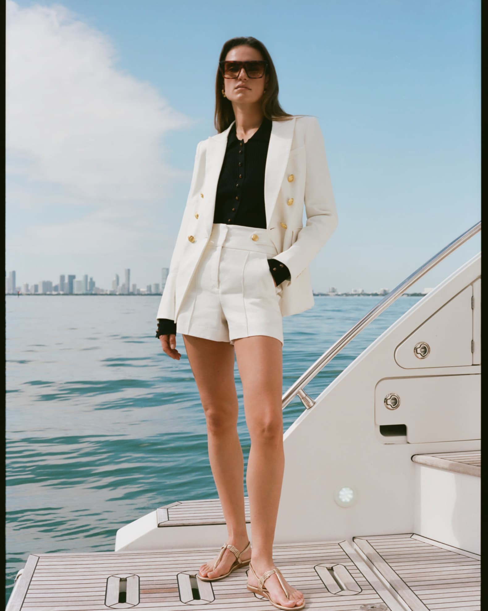 Veronica Contrast Trim Linen Shorts main image 0